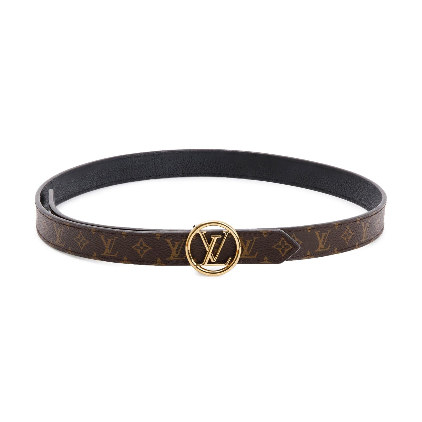 Louis Vuitton 2021 Monogram Canvas & Black Leather Circle LV 20 MM Reversible Belt, Size 75 30