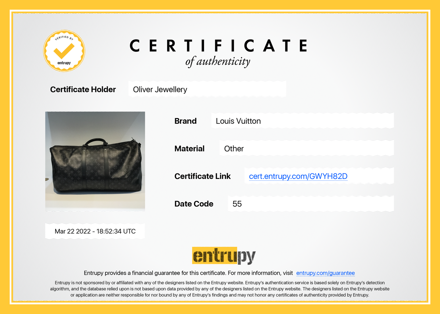 Louis Vuitton 2021 Monogram Eclipse Keepall Bandouliere 55