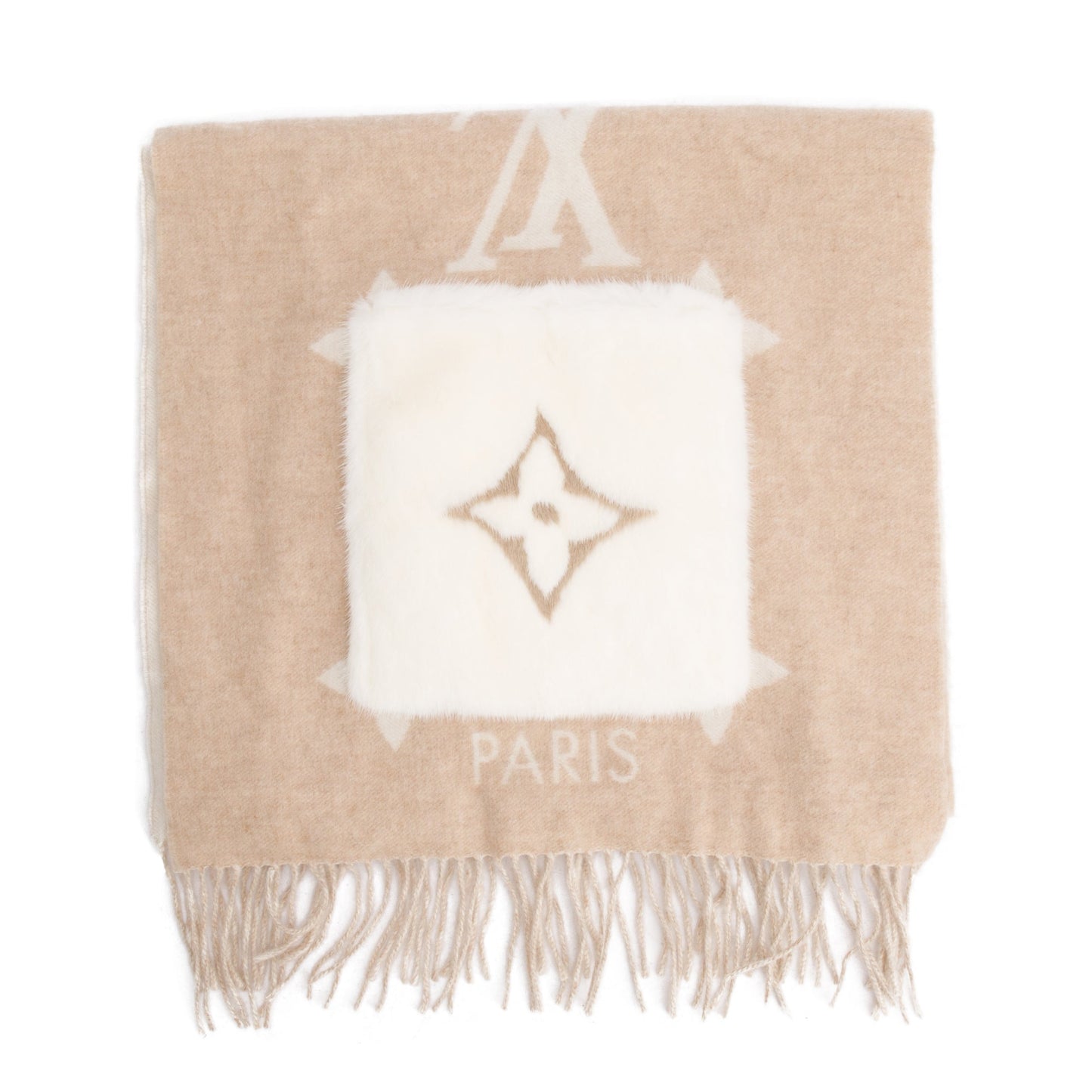 Louis Vuitton 2021 Neutral/Beige Cashmere Mink Fur Pocket Monogram Cold Reykjavik Scarf