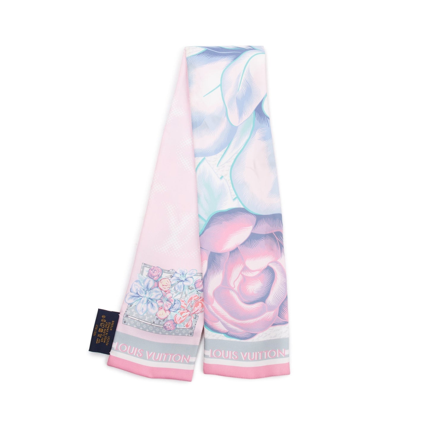 Louis Vuitton 2021 Pink & Multicolour Silk Malle Fleurs Bandeau