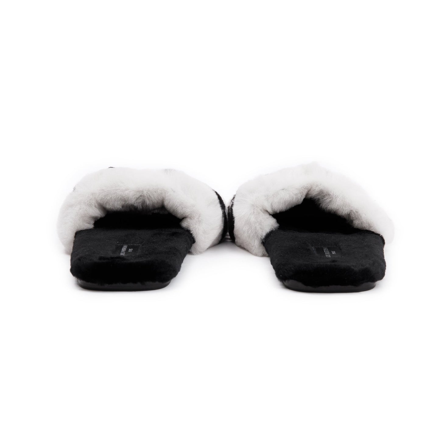 Louis Vuitton 2021 White/Black Monogram Print Fur Mink Flat Mules, Size 38