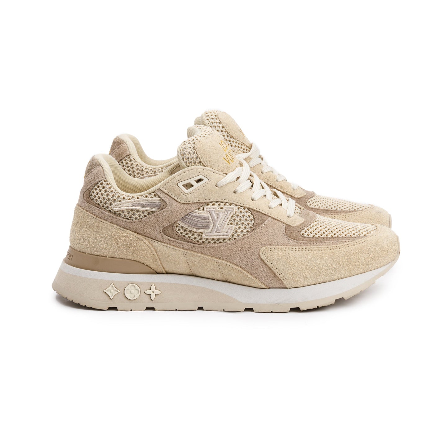 Louis Vuitton 2022 Beige Suede LV Trainer Sneakers, Size 7
