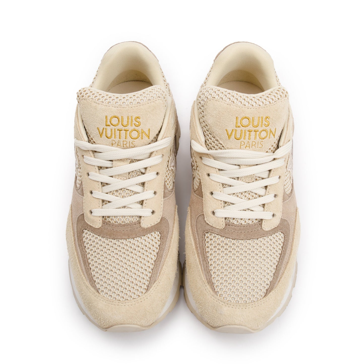 Louis Vuitton 2022 Beige Suede LV Trainer Sneakers, Size 7