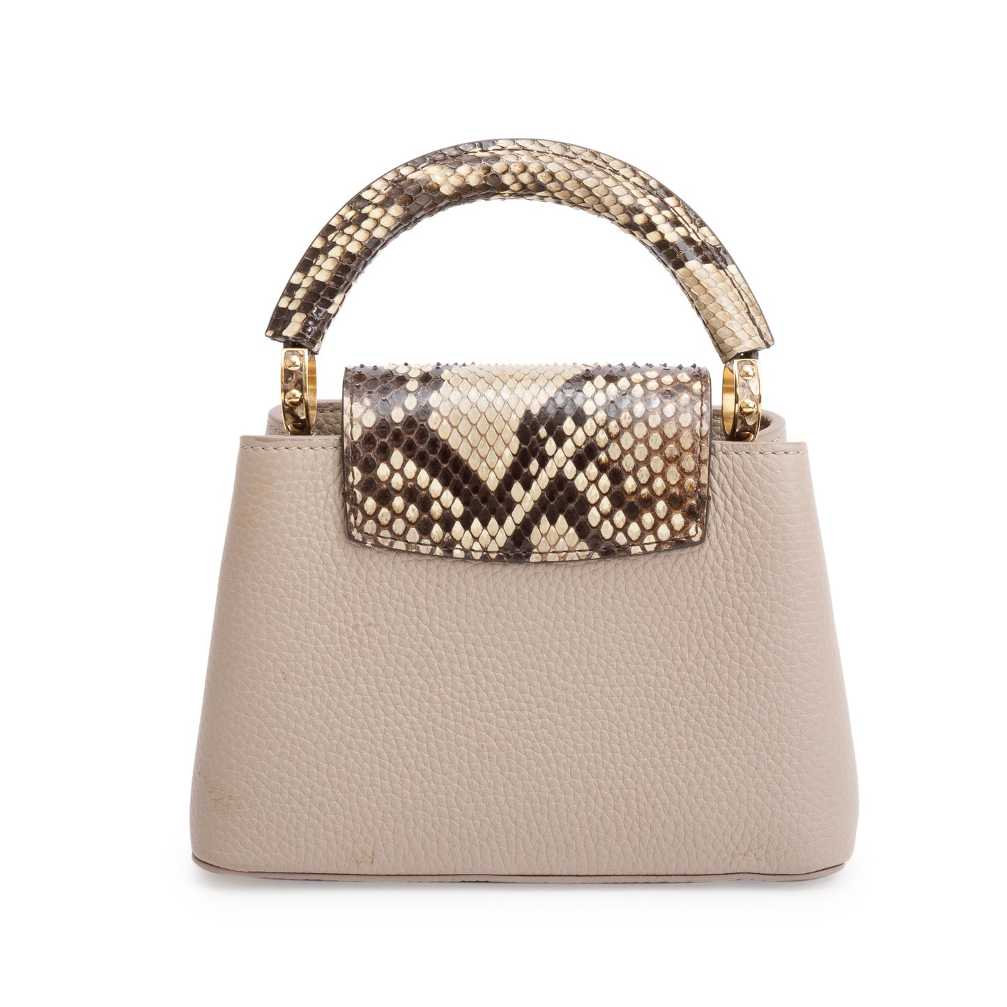 Louis Vuitton 2022 Beige Taurillon Leather Python Trim Capucines Mini