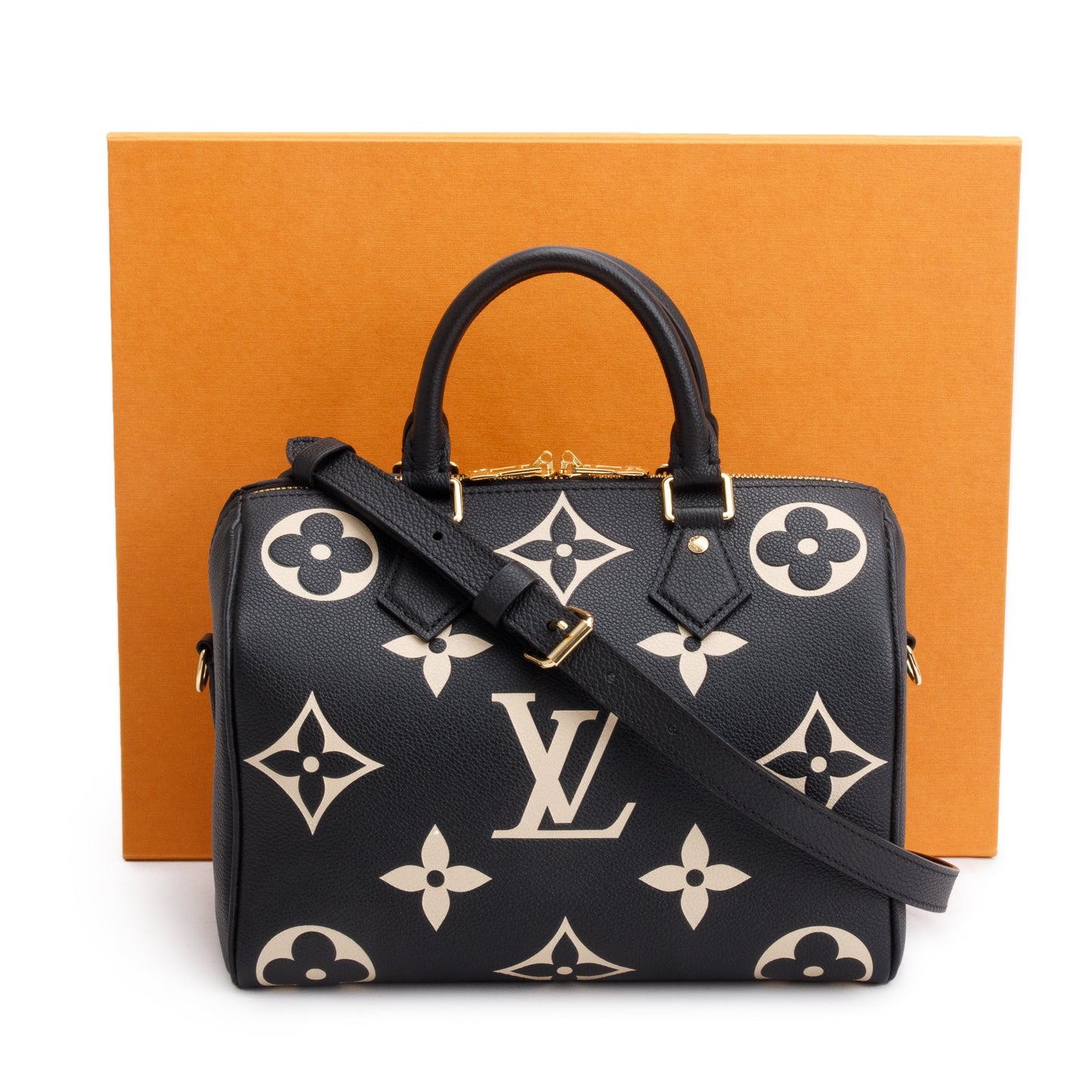 Louis Vuitton 2022 Bicolor Monogram Empreinte Leather Speedy Bandouliere 25