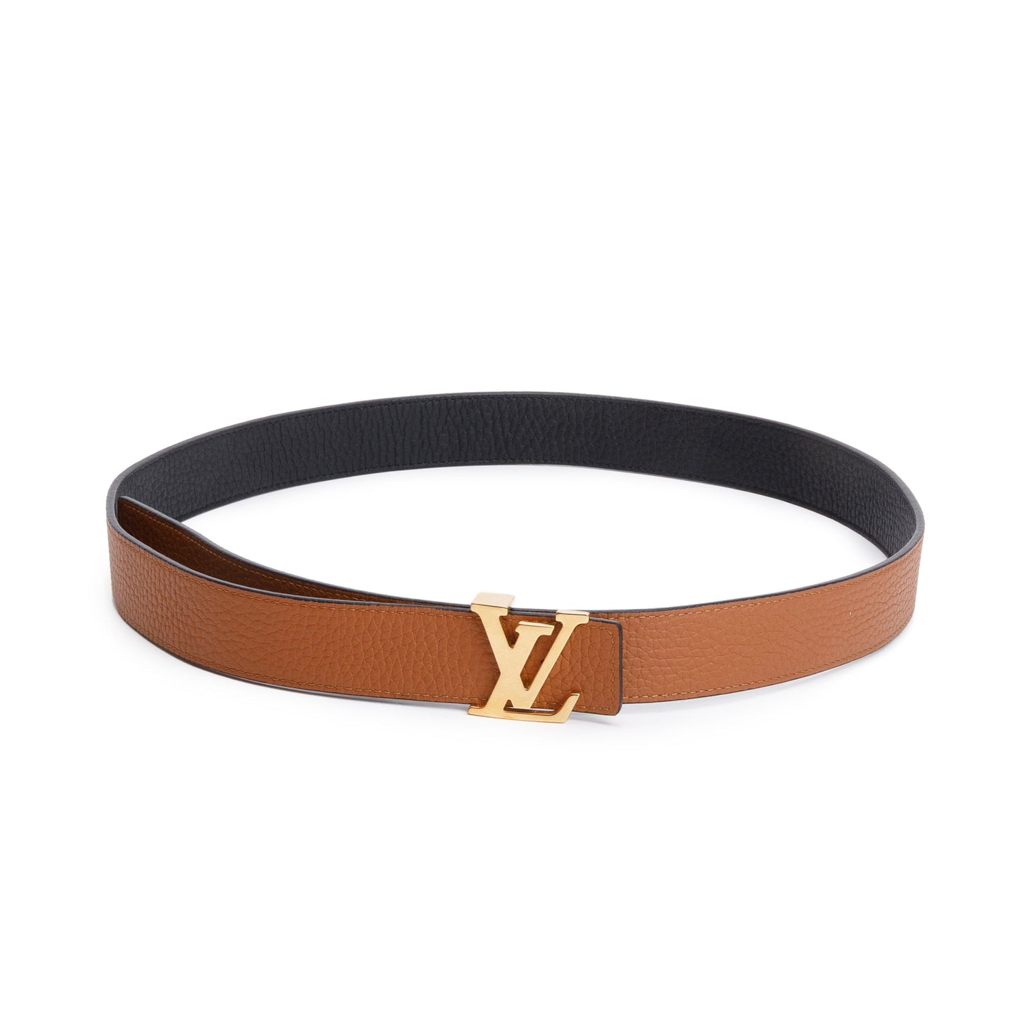 Louis Vuitton 2022 Black & Brown Taurillon Leather LV Initials 30 MM Reversible Belt 90 36