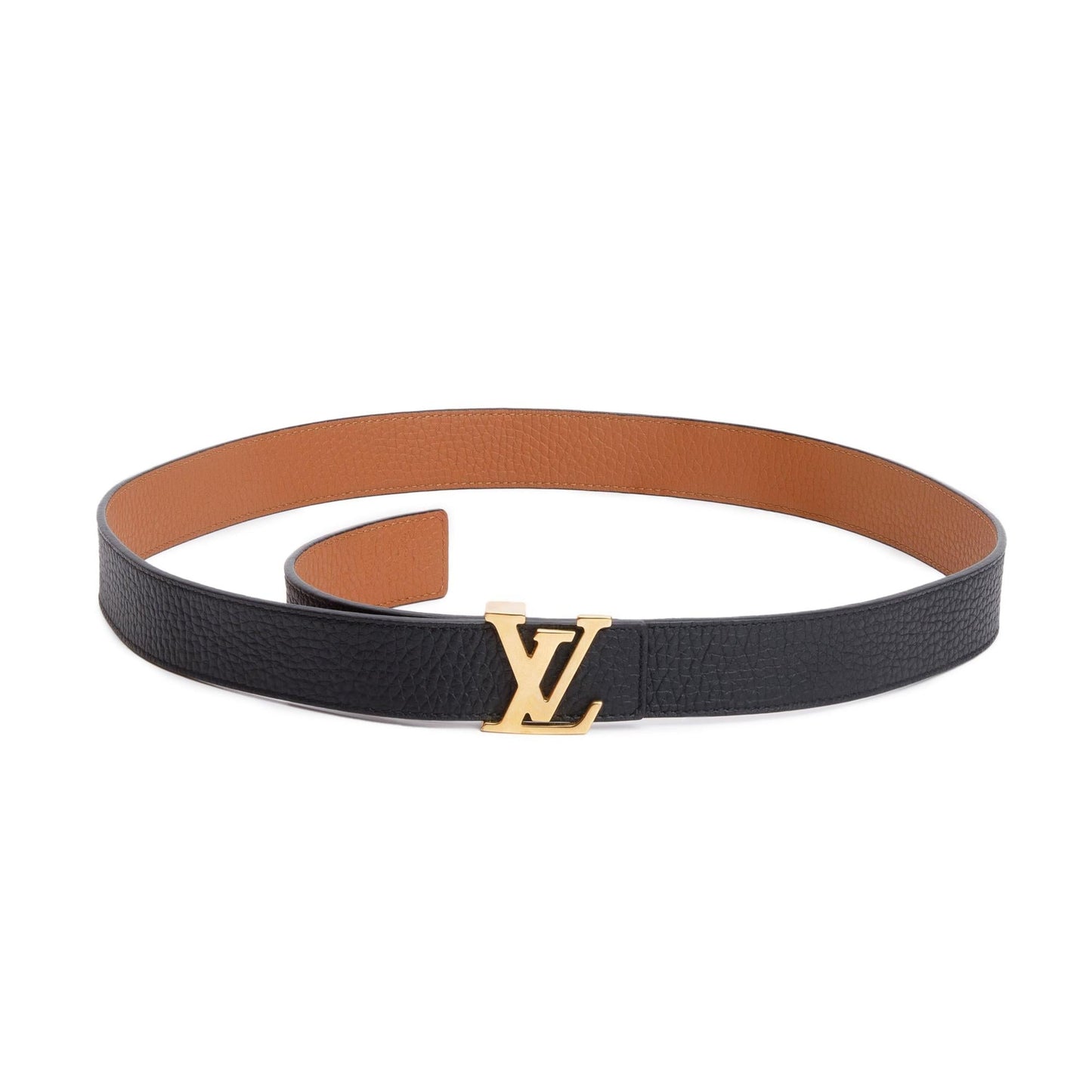 Louis Vuitton 2022 Black & Brown Taurillon Leather LV Initials 30 MM Reversible Belt 90 36