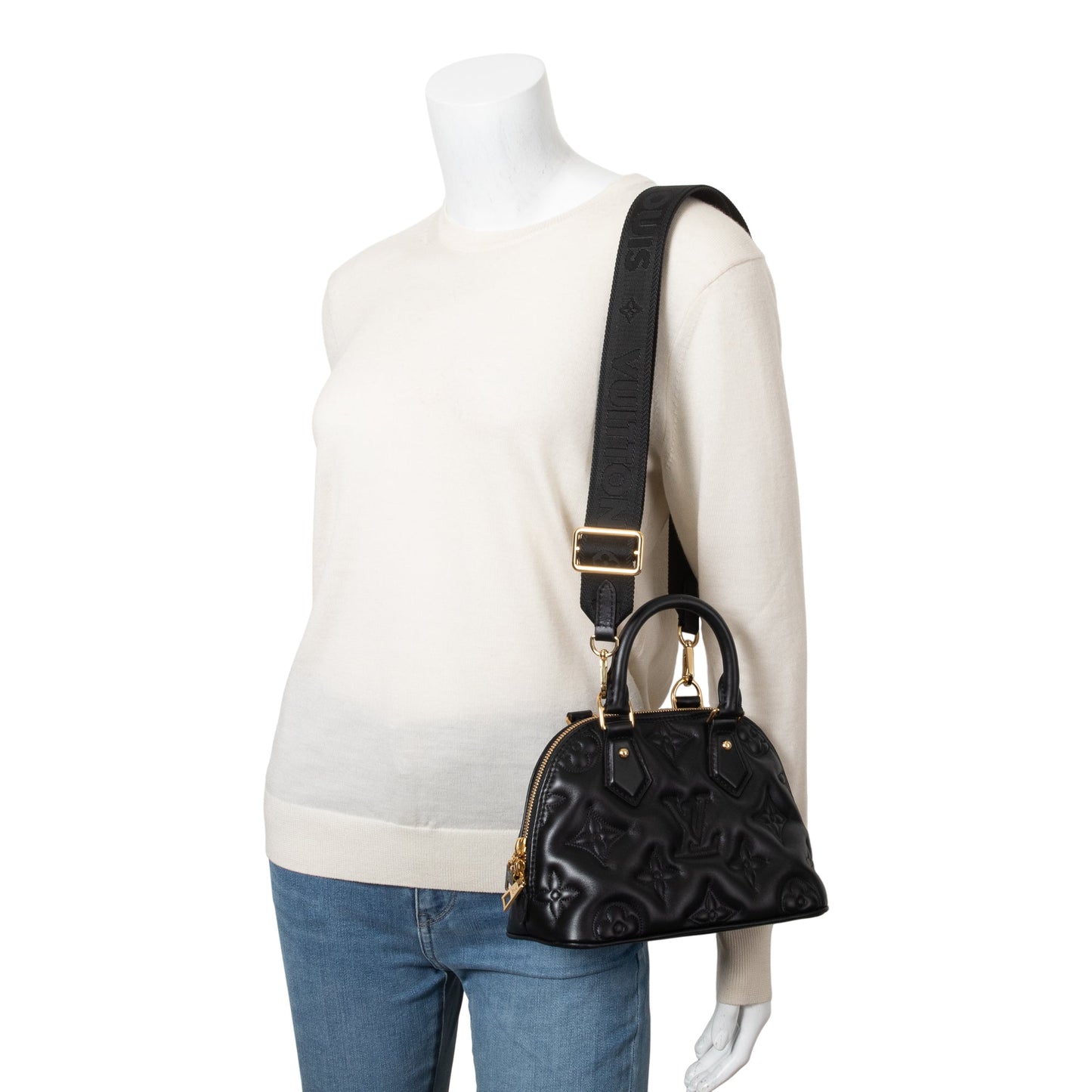 Louis Vuitton 2022 Black Bubblegram Embossed Leather Alma BB