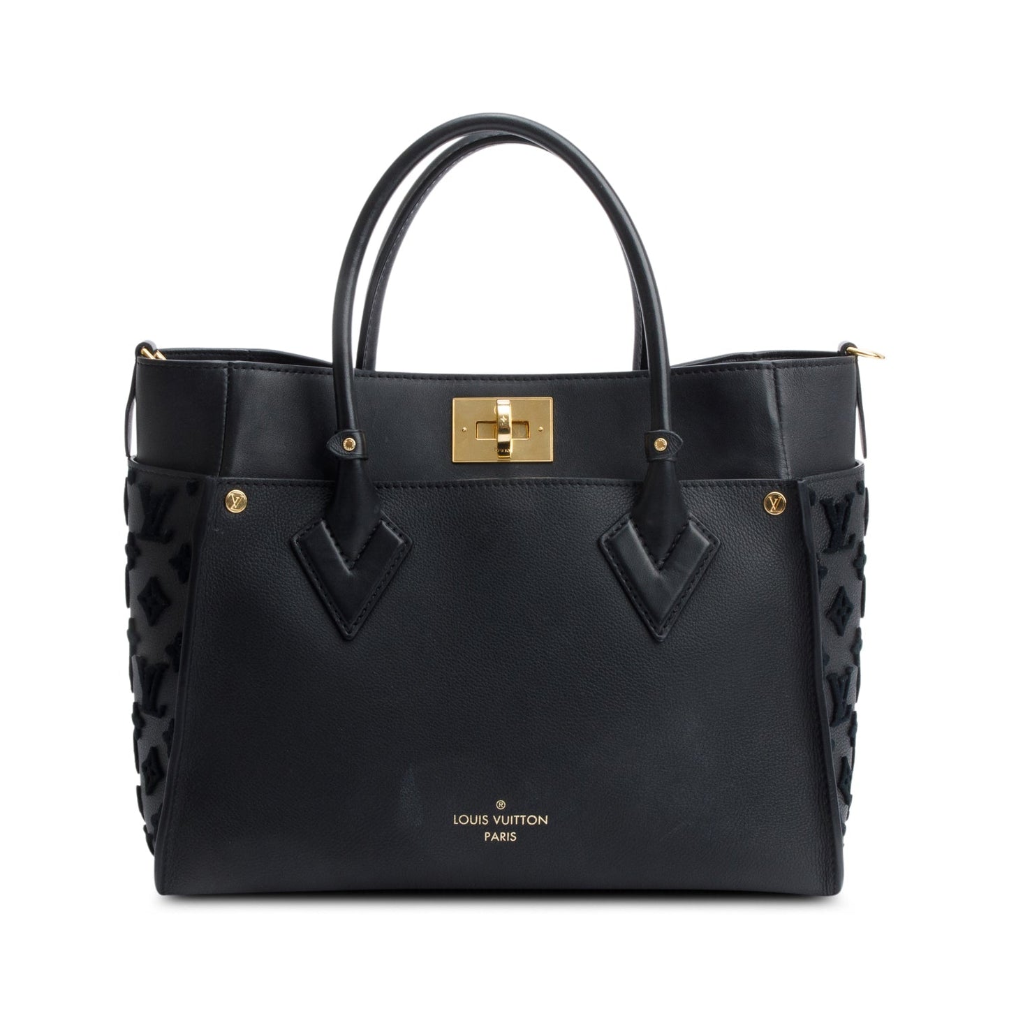 Louis Vuitton 2022 Black Calf Monogram Tufting On My Side MM Tote