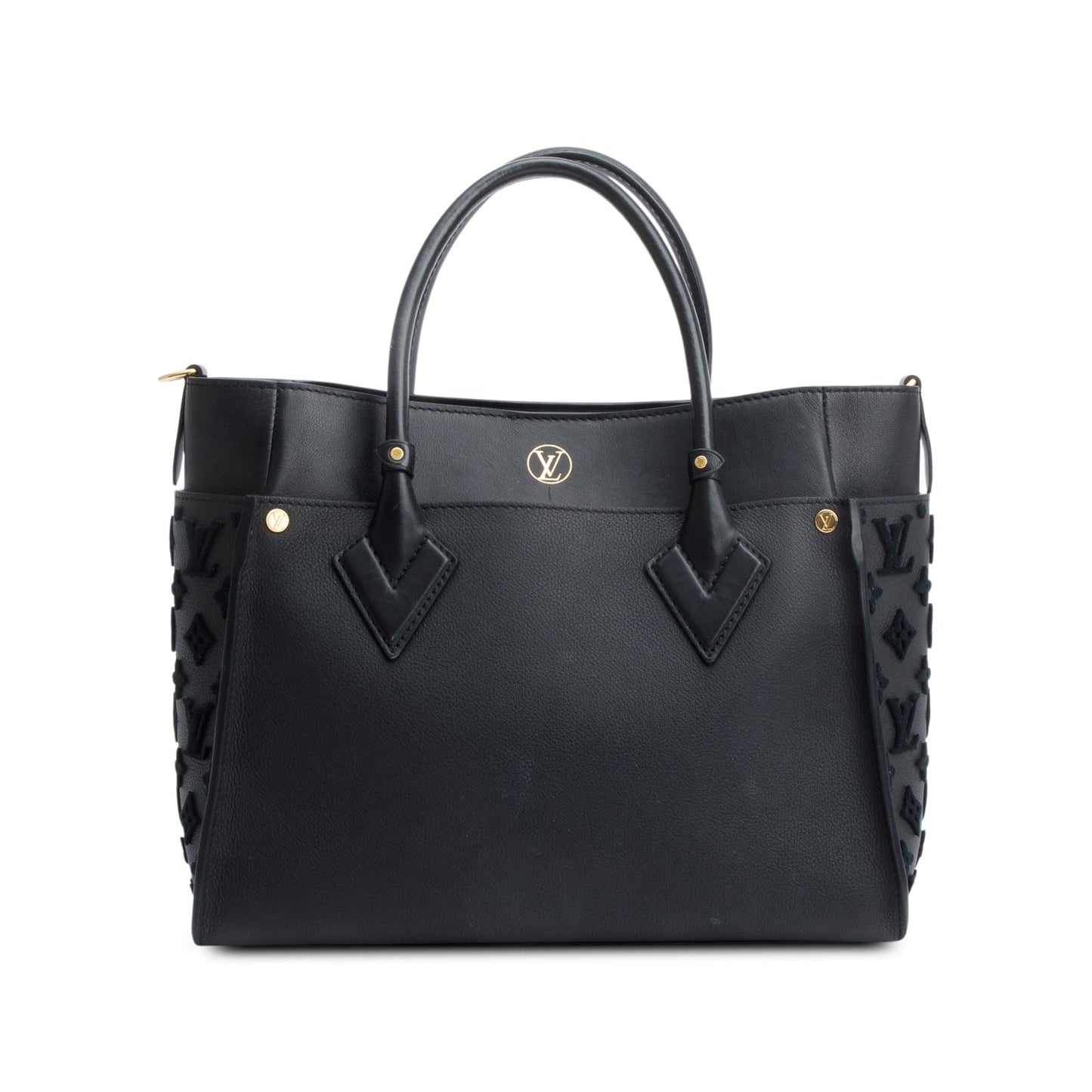 Louis Vuitton 2022 Black Calf Monogram Tufting On My Side MM Tote