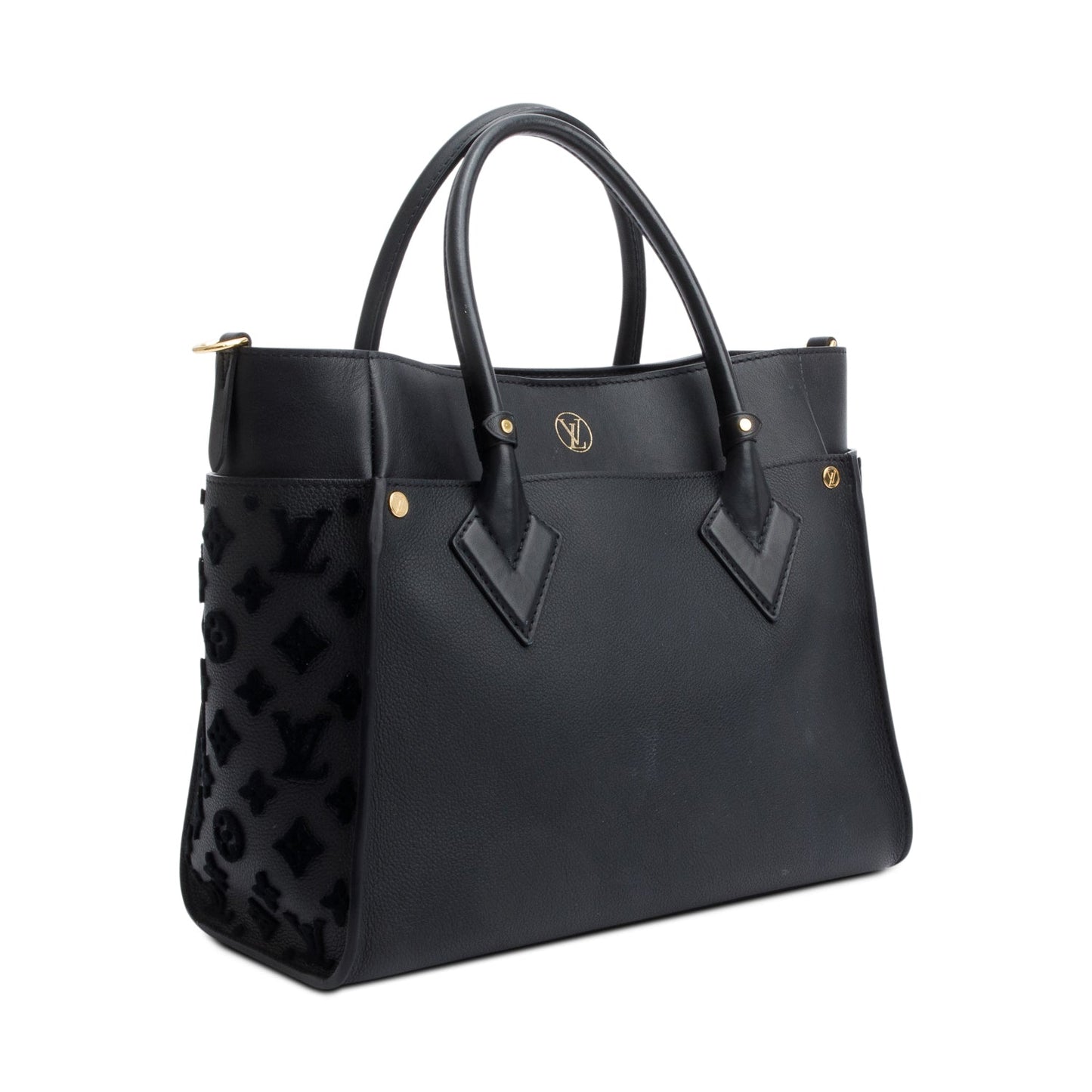 Louis Vuitton 2022 Black Calf Monogram Tufting On My Side MM Tote