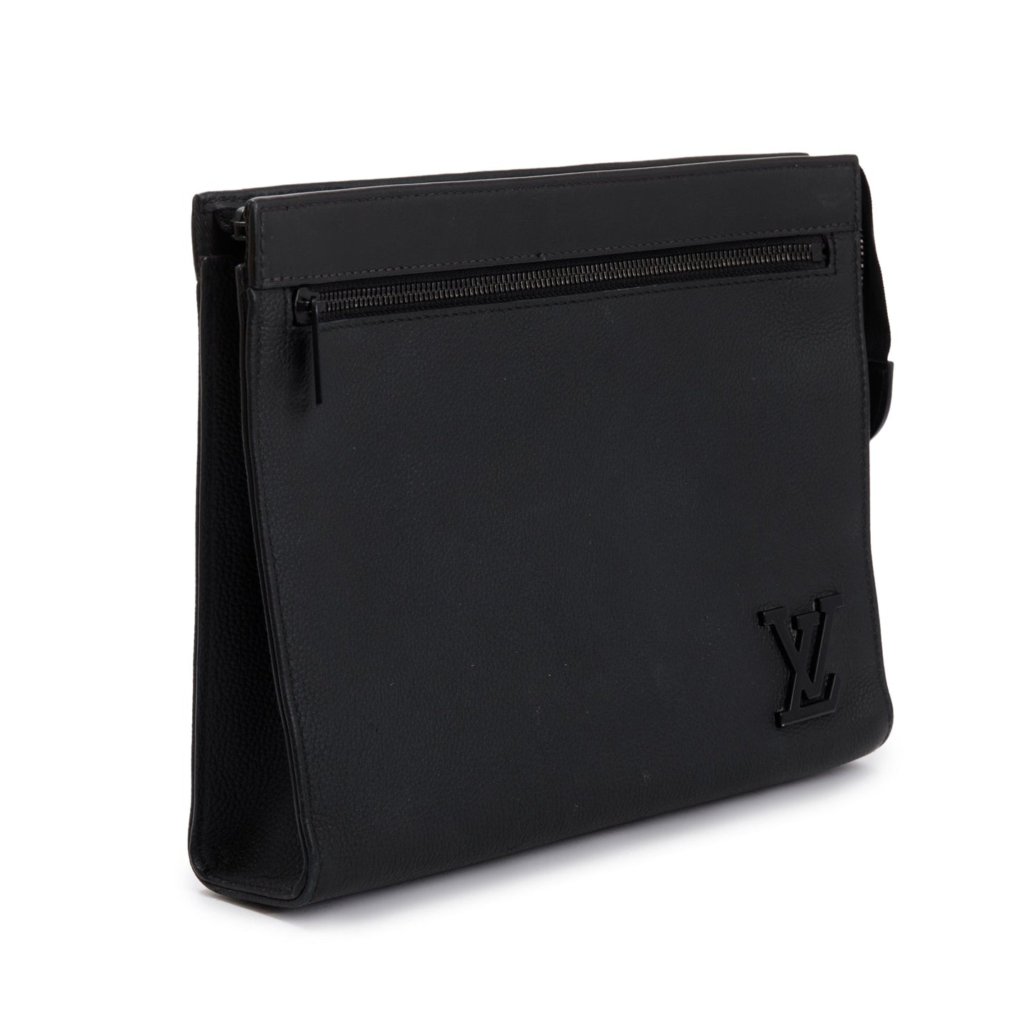 Louis Vuitton 2022 Black LV Aerogram Calfskin Leather Messenger Voyage