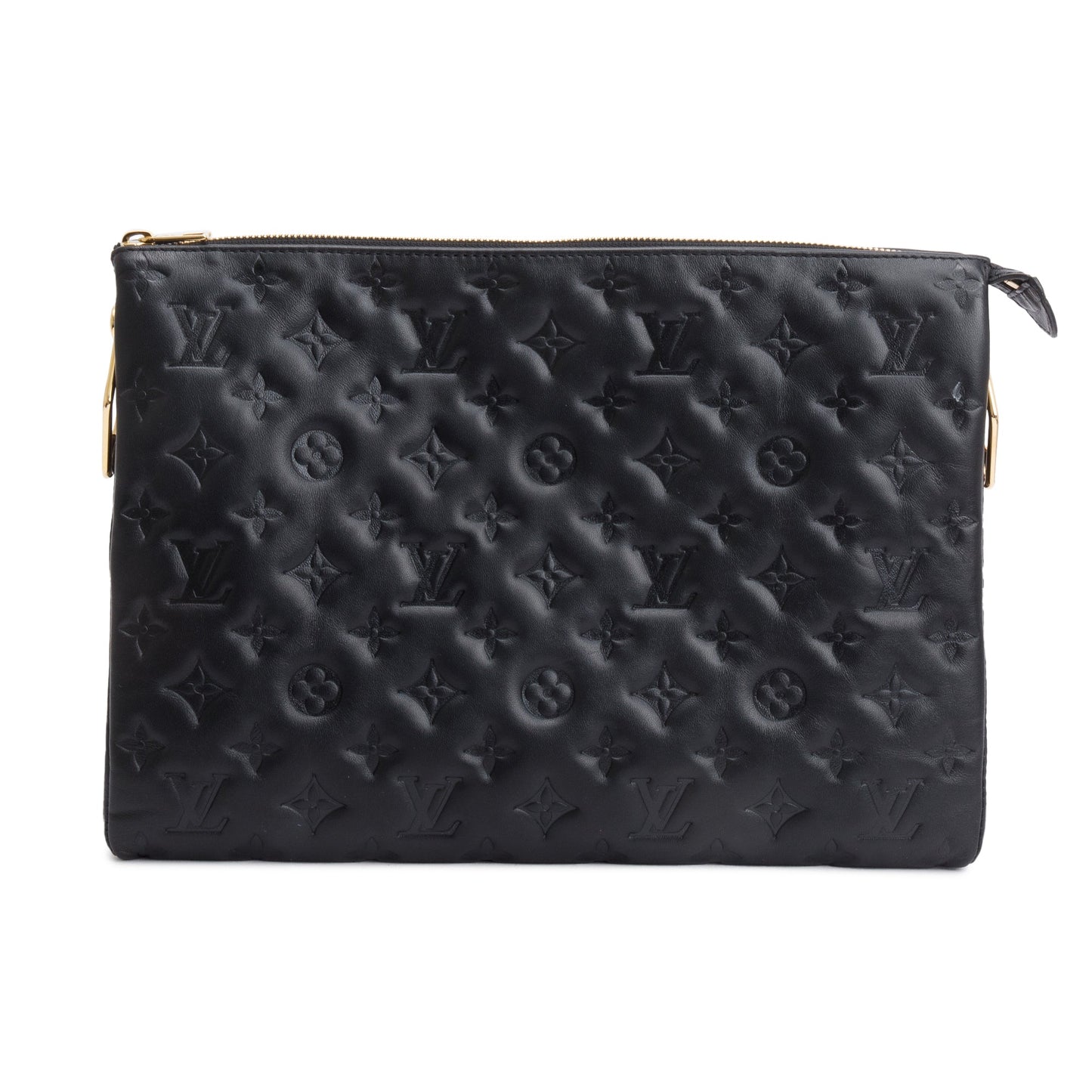 Louis Vuitton 2022 Black Monogram Embossed Lambskin Leather Coussin MM
