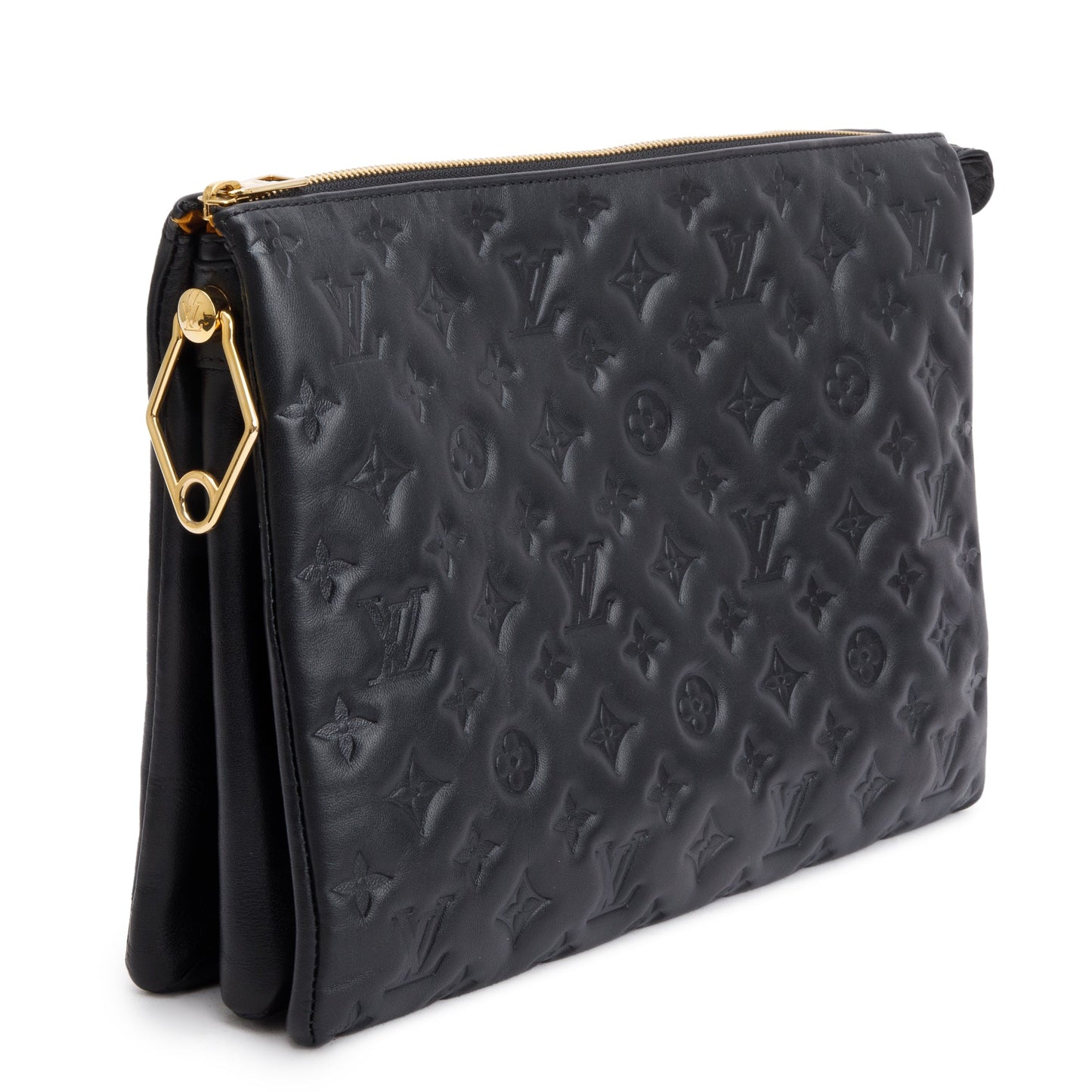 Louis Vuitton 2022 Black Monogram Embossed Lambskin Leather Coussin MM
