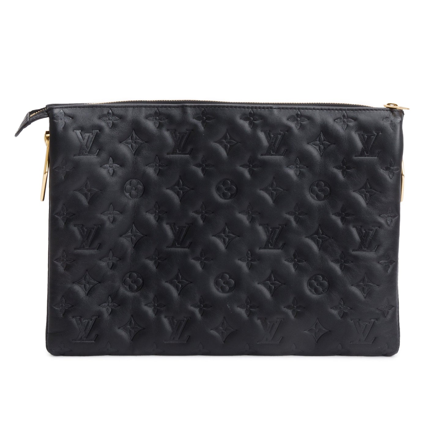Louis Vuitton 2022 Black Monogram Embossed Lambskin Leather Coussin MM