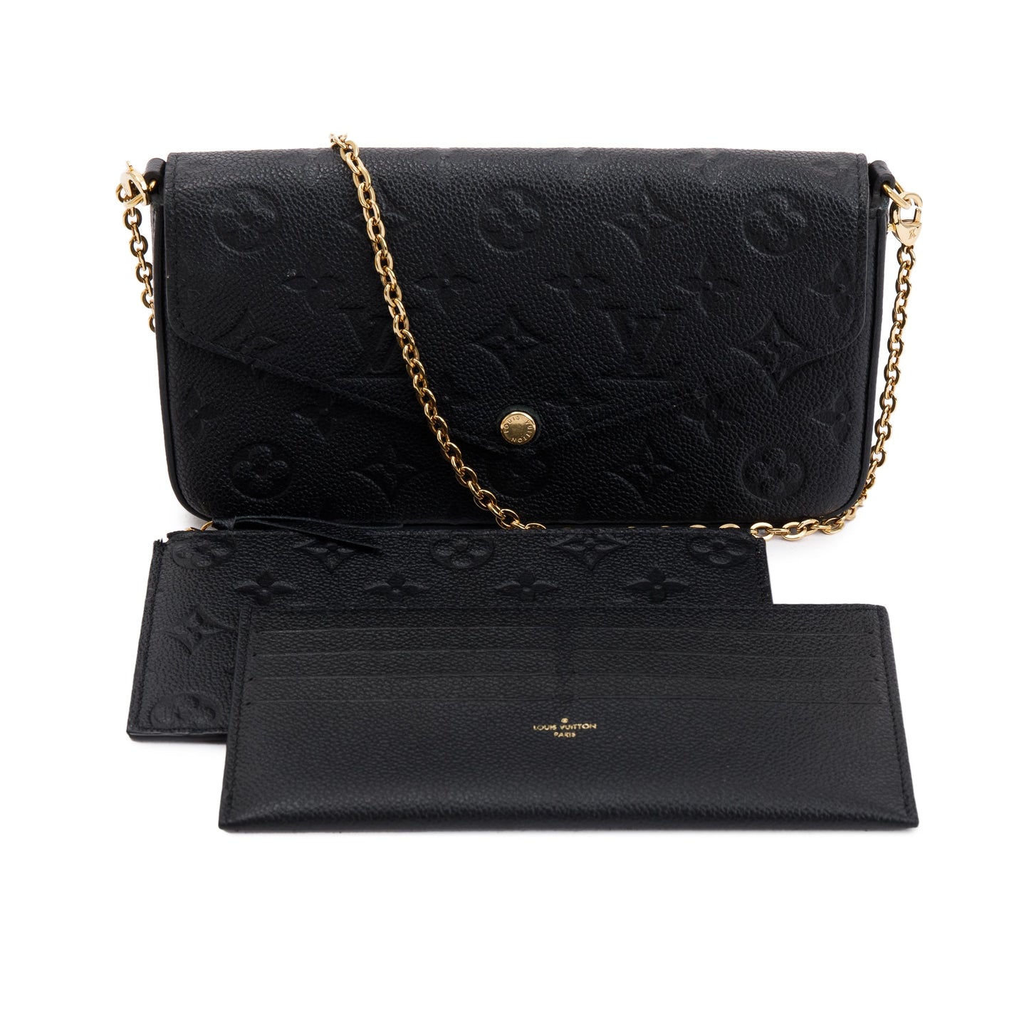 Louis Vuitton 2022 Black Monogram Empreinte Leather Felicie Pochette