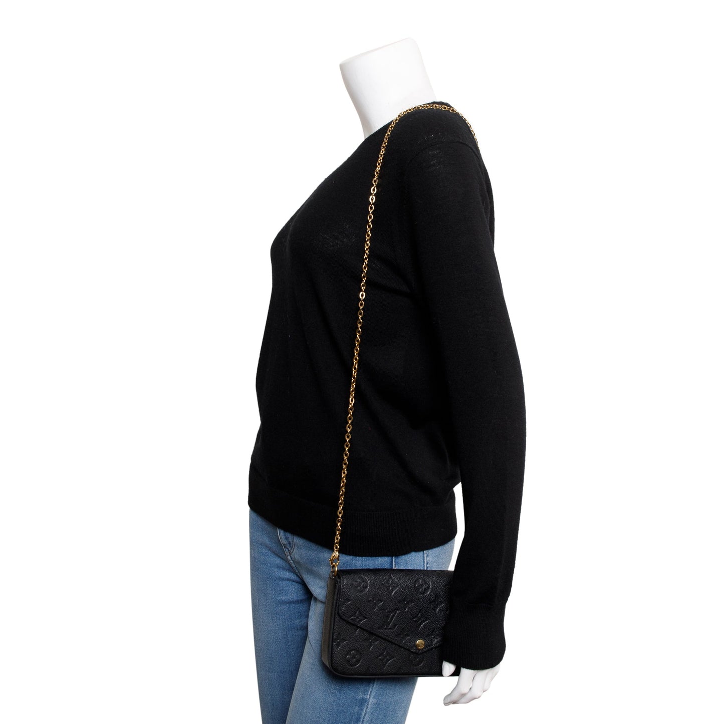 Louis Vuitton 2022 Black Monogram Empreinte Leather Felicie Pochette