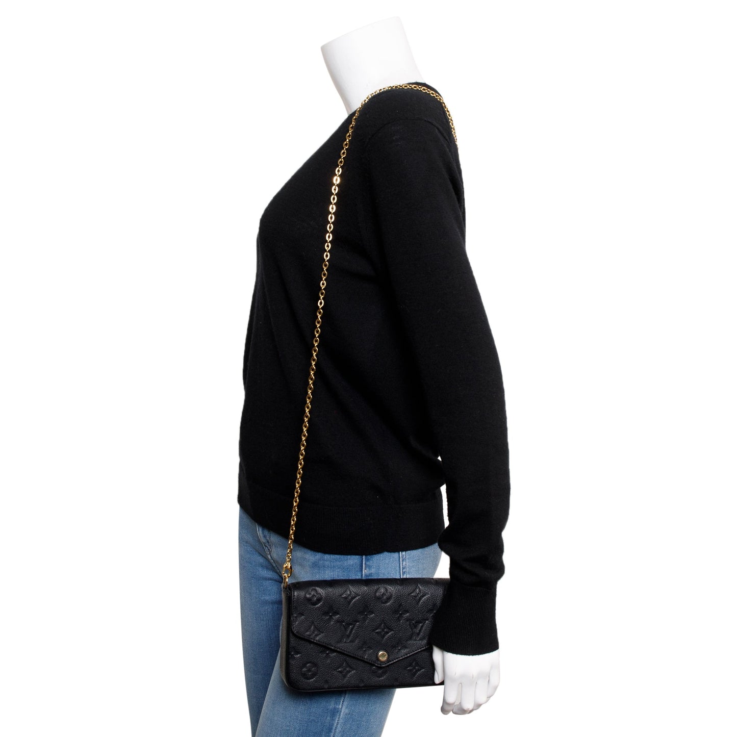 Louis Vuitton 2022 Black Monogram Empreinte Leather Felicie Pochette