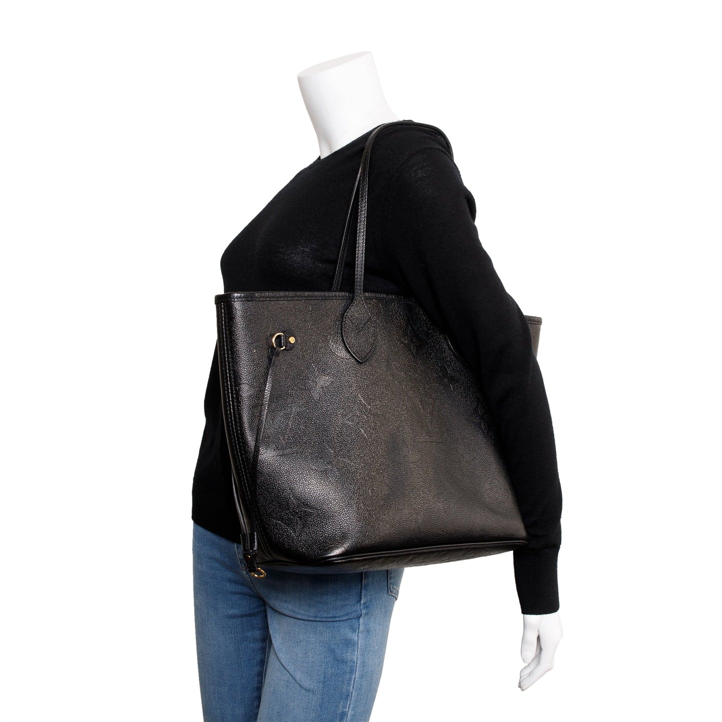 Louis Vuitton 2022 Black Monogram Empreinte Leather Neverfull MM
