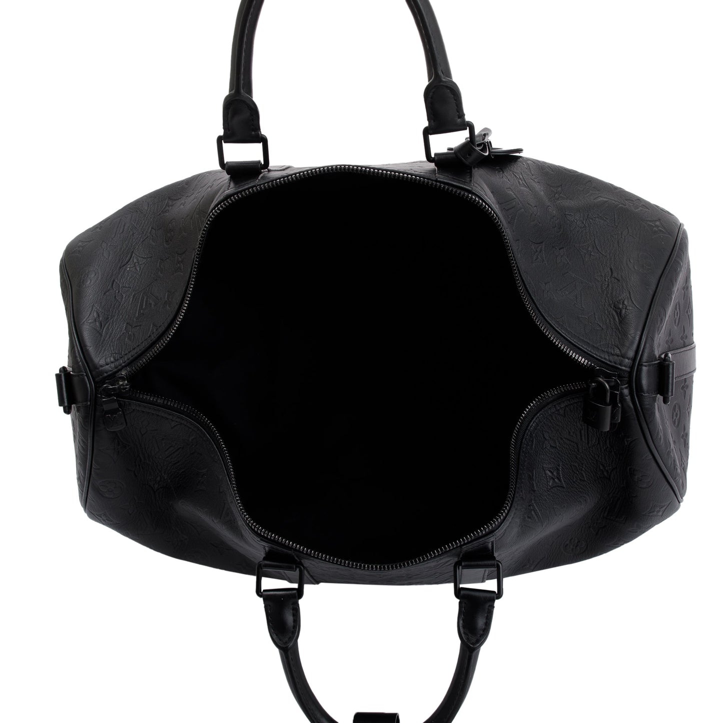 Louis Vuitton 2022 Black Monogram Shadow Embossed Keepall Bandouliere 50