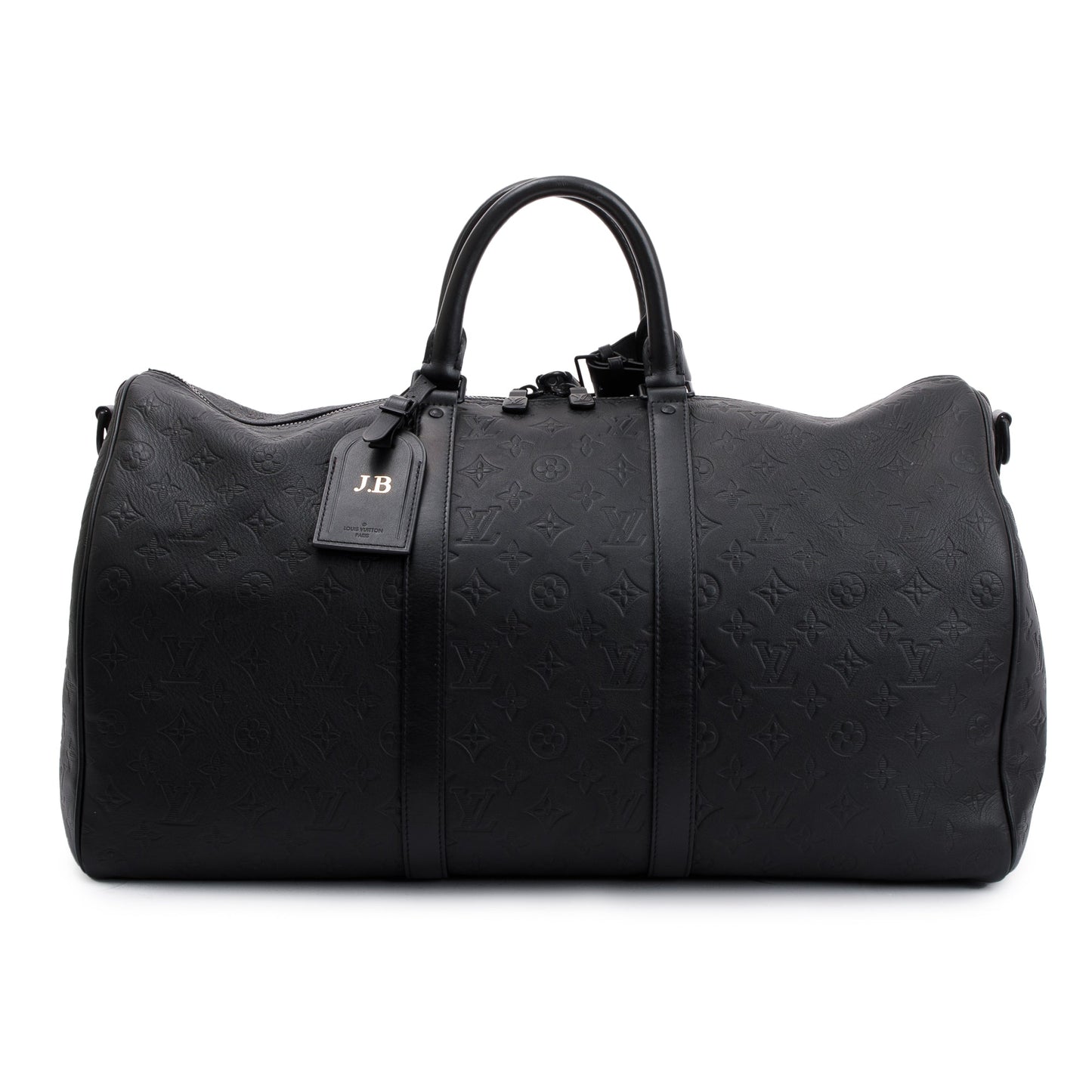 Louis Vuitton 2022 Black Monogram Shadow Embossed Keepall Bandouliere 50