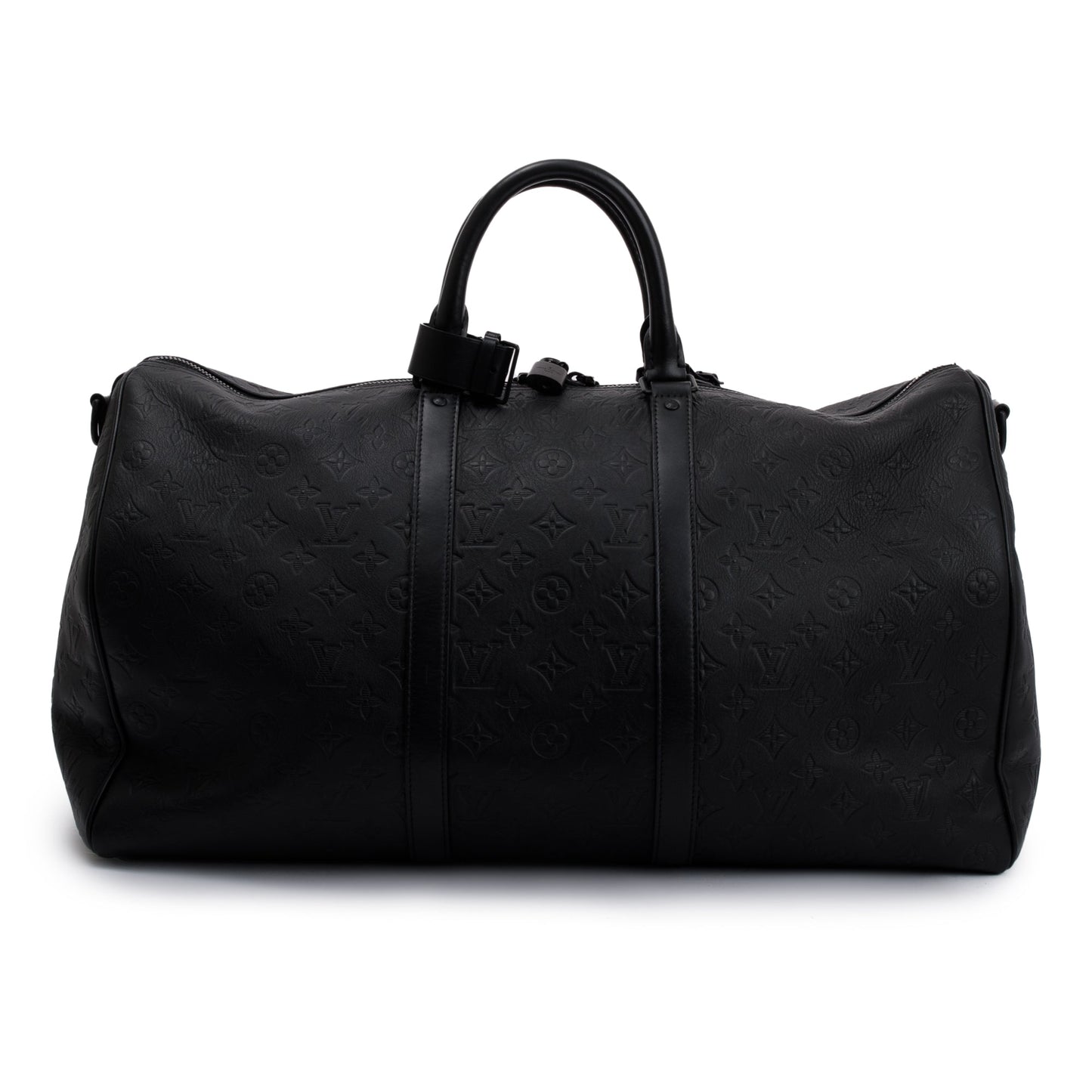 Louis Vuitton 2022 Black Monogram Shadow Embossed Keepall Bandouliere 50