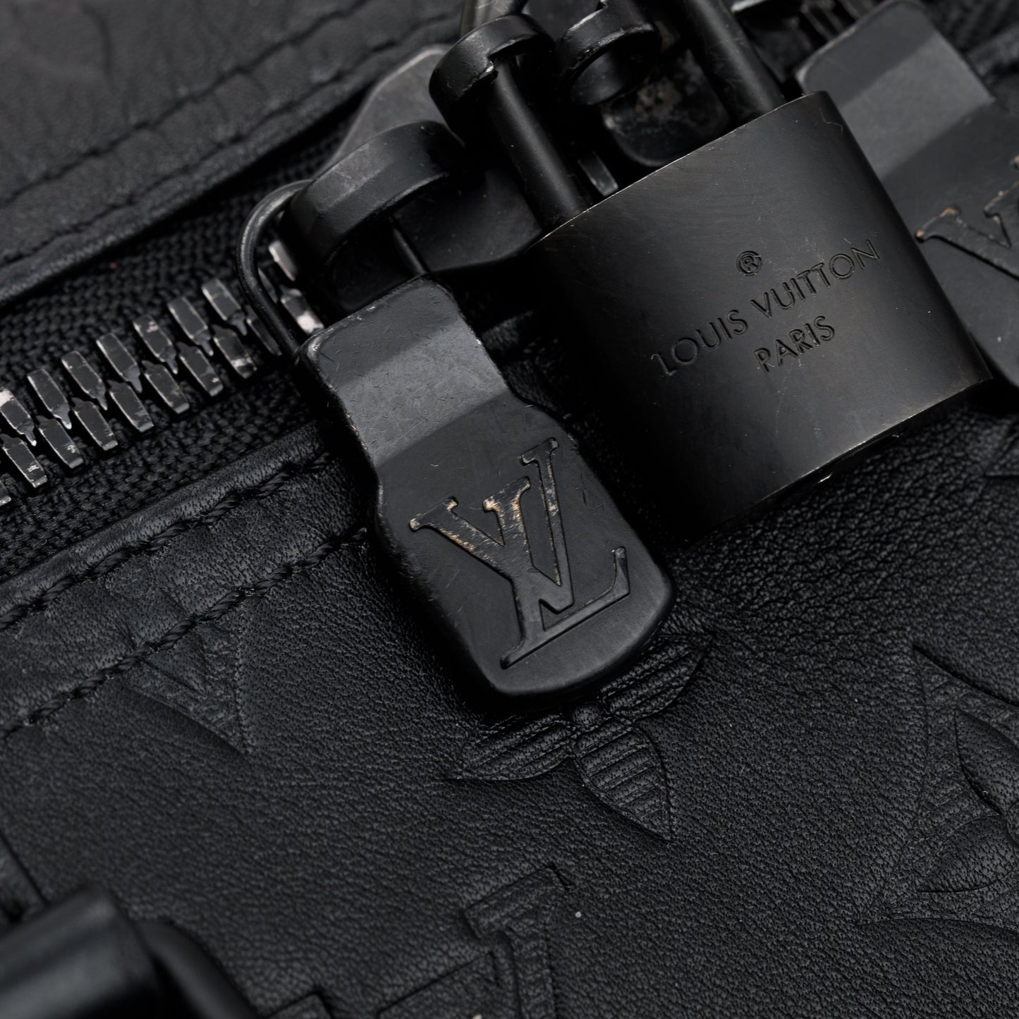 Louis Vuitton 2022 Black Monogram Shadow Embossed Keepall Bandouliere 50