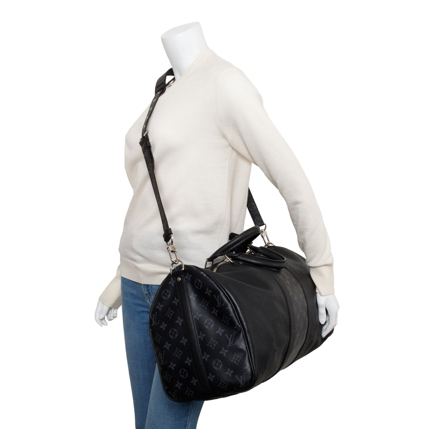 Louis Vuitton 2022 Black Taigarama Keepall Bandouliere 50