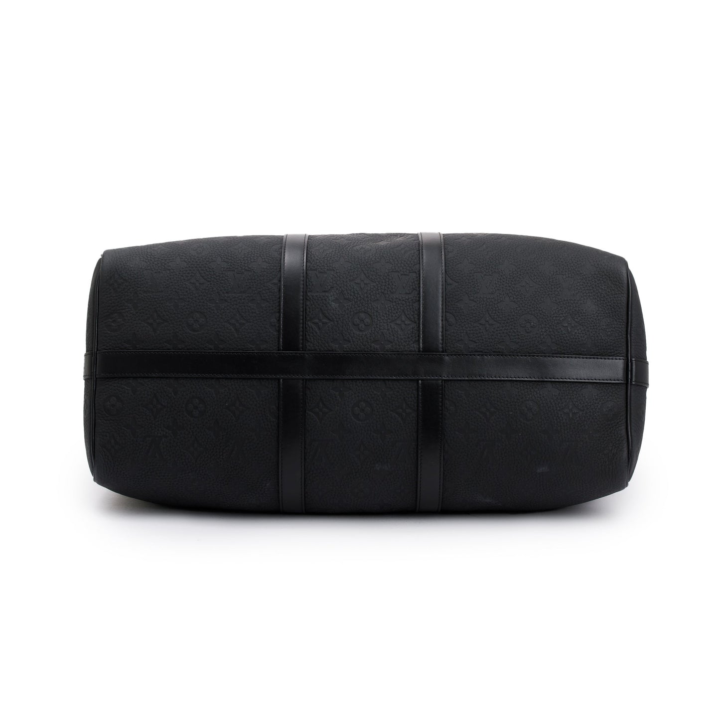 Louis Vuitton 2022 Black Taurillon Monogram Embossed Leather Keepall Bandouliere 50