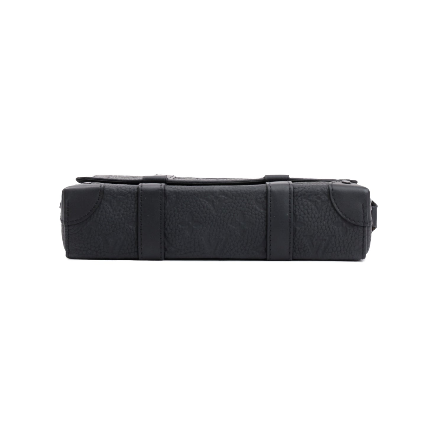 Louis Vuitton 2022 Black Taurillon Monogram Embossed Leather Soft Trunk Messenger Bag