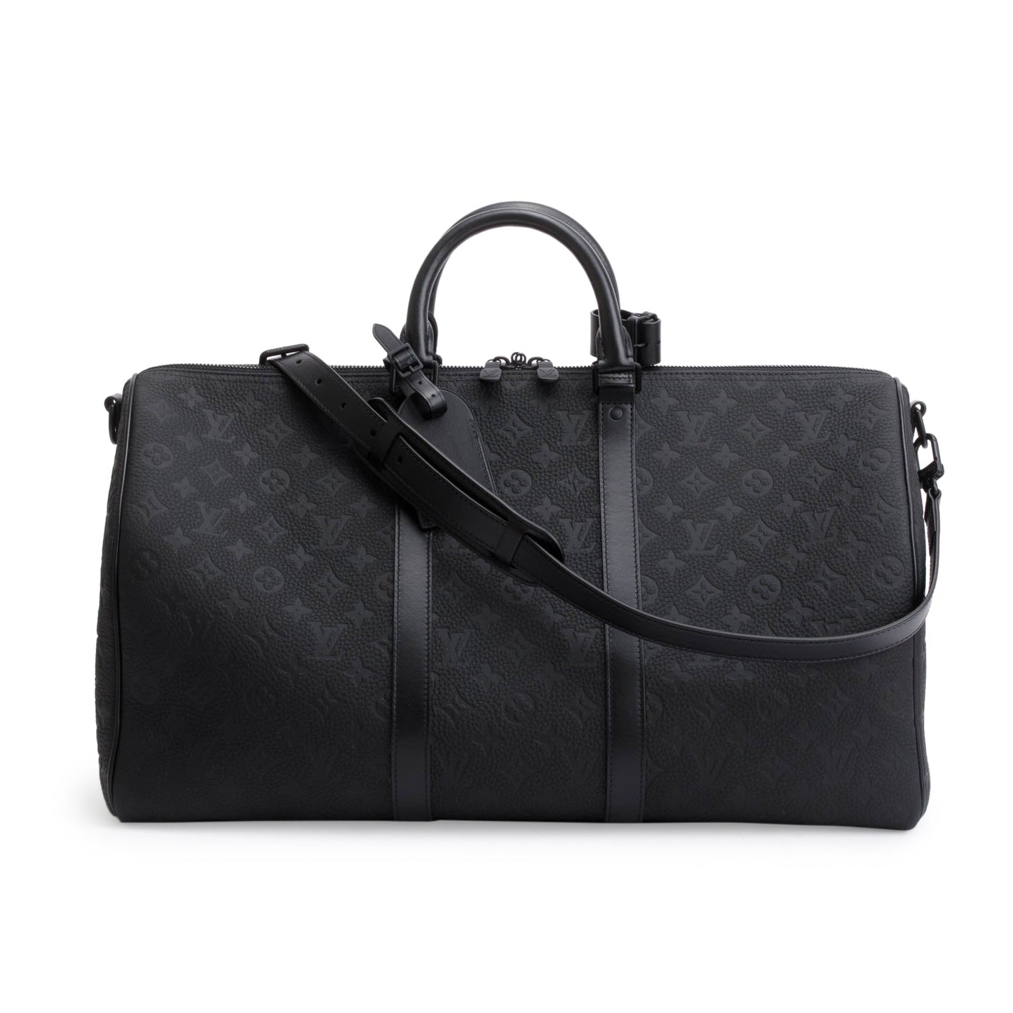 Louis Vuitton 2022 Black Taurillon Monogram Keepall Bandouliere 50