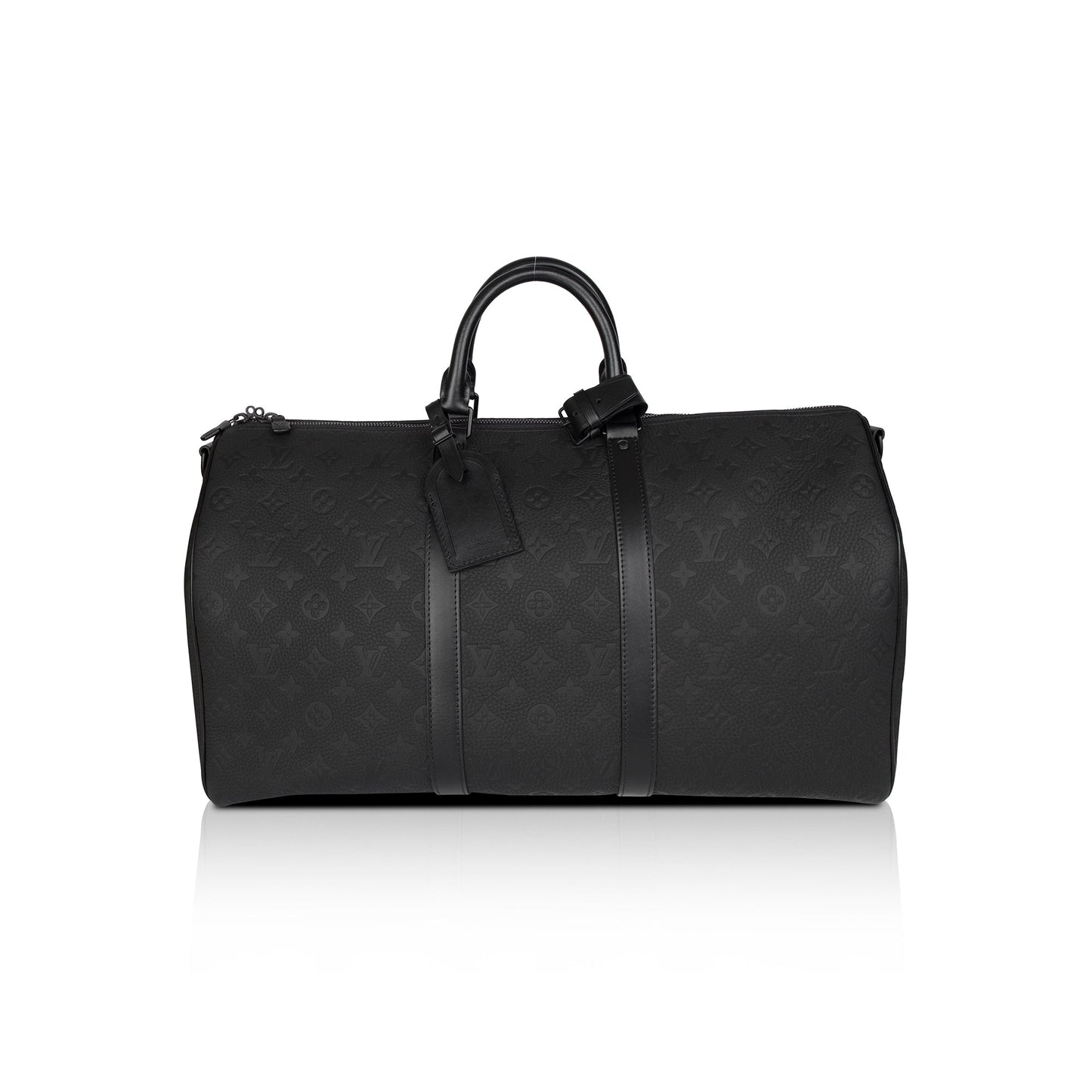 Louis Vuitton 2022 Black Taurillon Monogram Leather Keepall Bandouliere 50