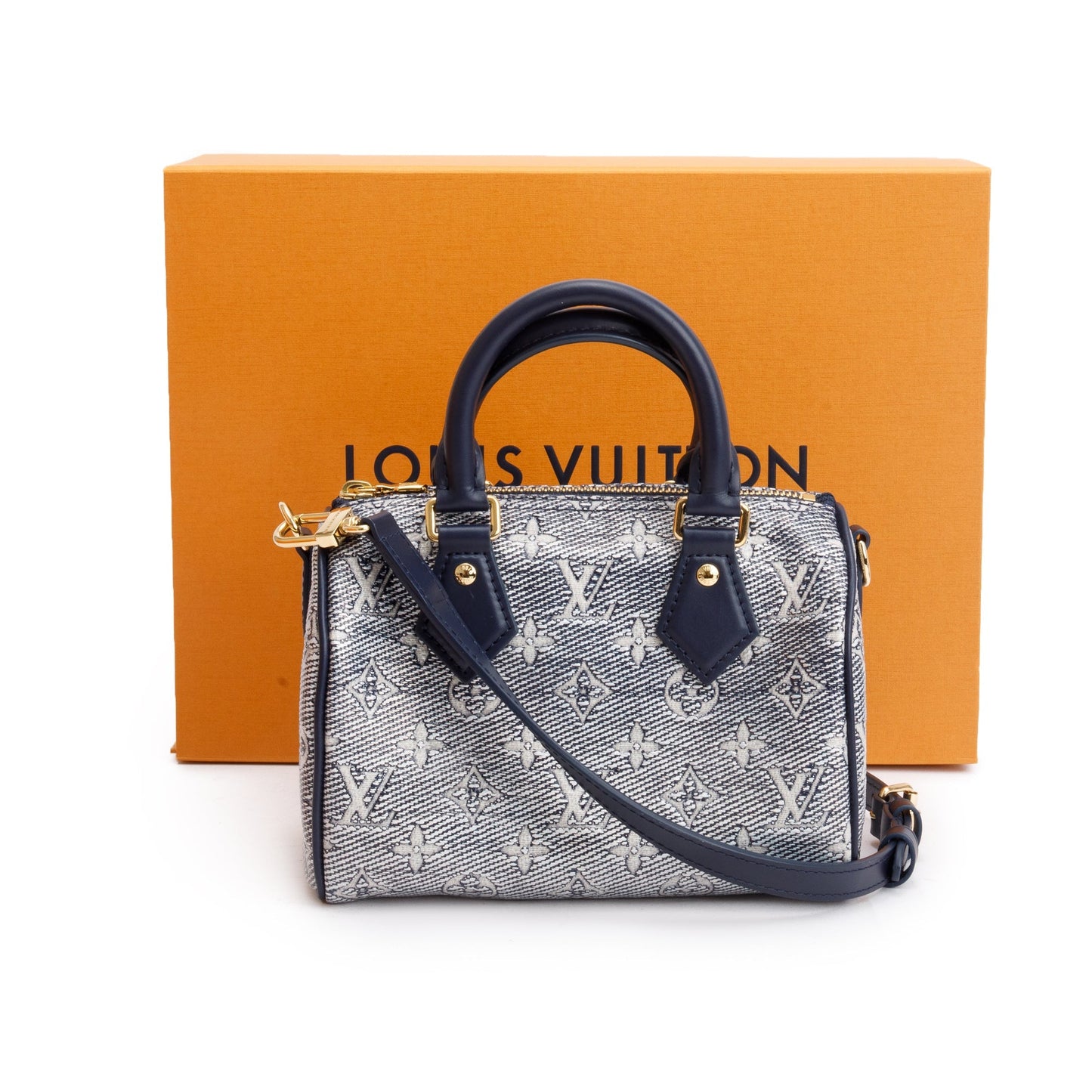 Louis Vuitton 2022 Blue Monoglam Jacquard Canvas Speedy Bandouliere 20