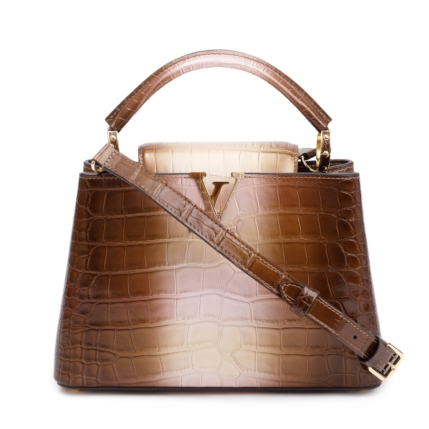 Louis Vuitton 2022 Brown/ Gold Alligator Ombre Capucines BB