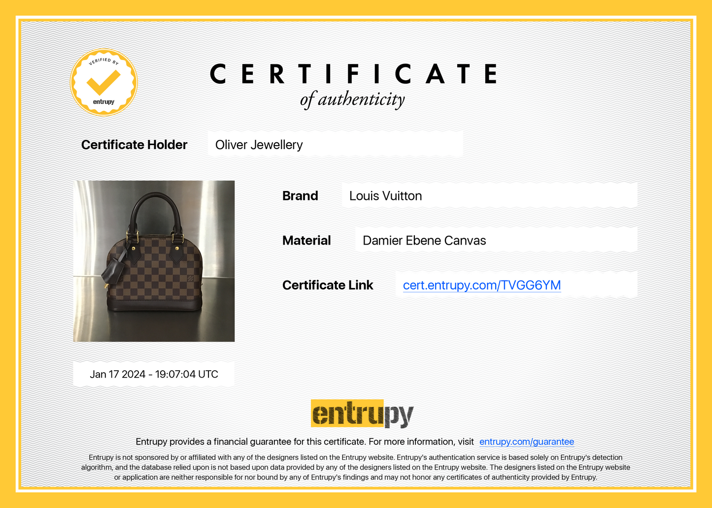 Louis Vuitton 2022 Damier Ebene Alma BB