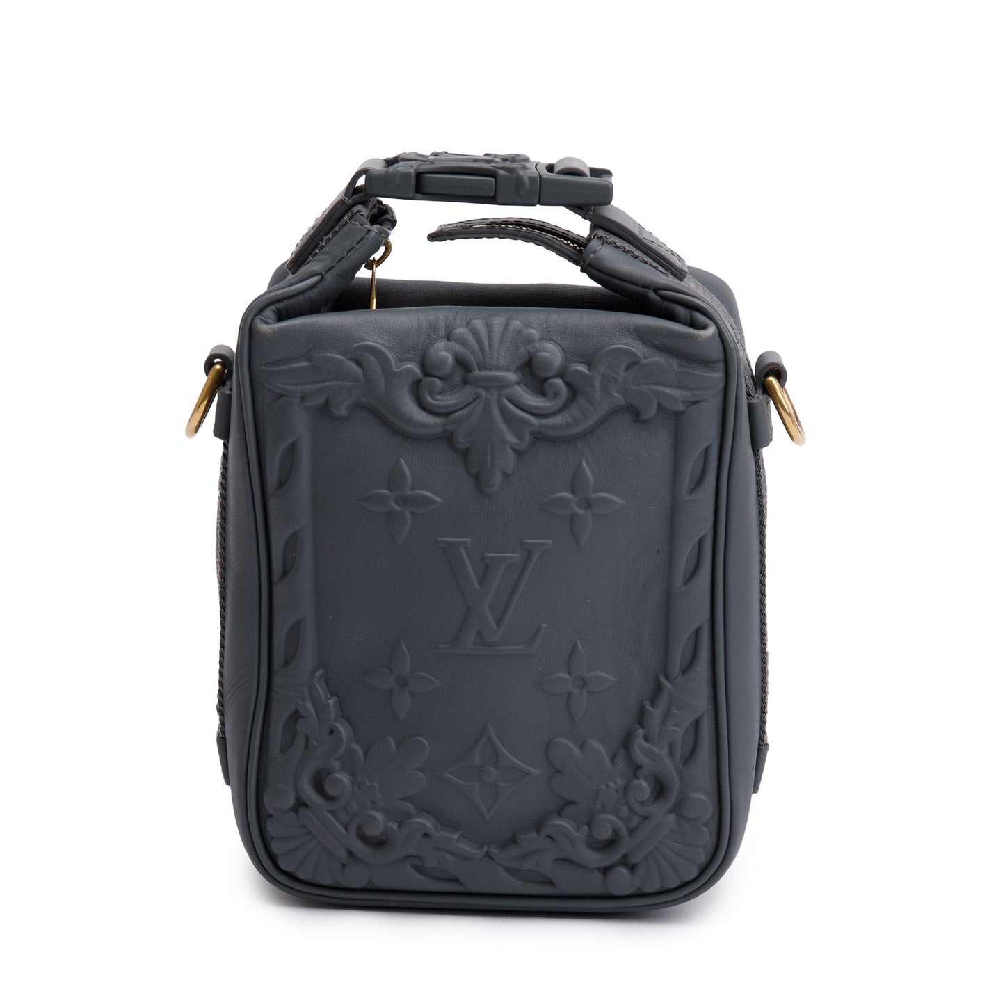 Louis Vuitton 2022 Dark Shadow Grey Embossed Calf Leather Cruiser Messenger Bag