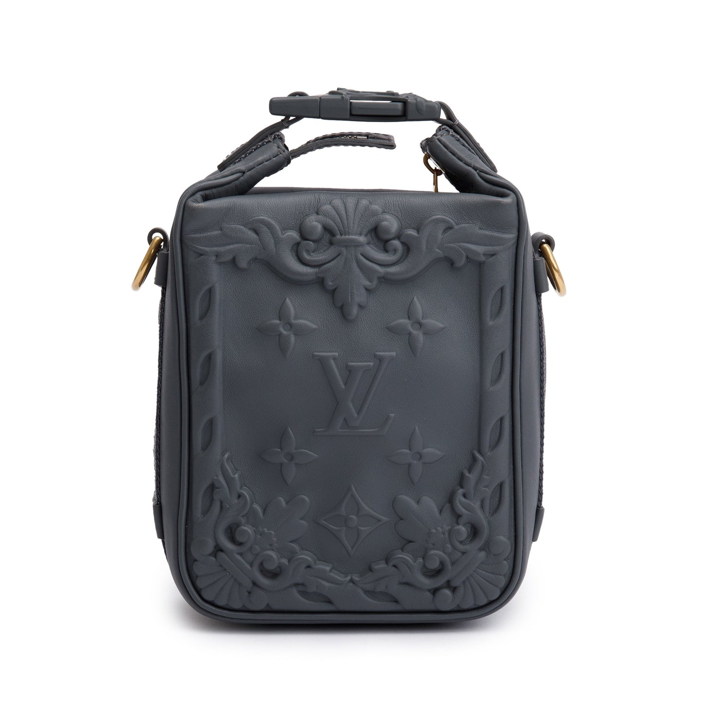 Louis Vuitton 2022 Dark Shadow Grey Embossed Calf Leather Cruiser Messenger Bag
