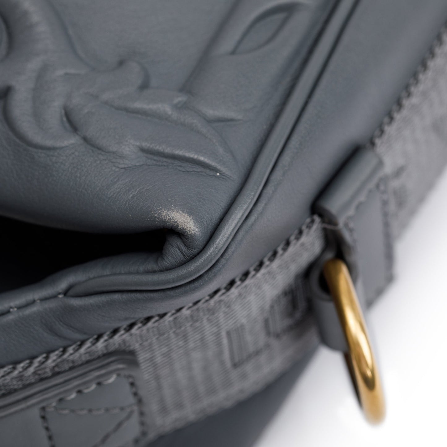 Louis Vuitton 2022 Dark Shadow Grey Embossed Calf Leather Cruiser Messenger Bag