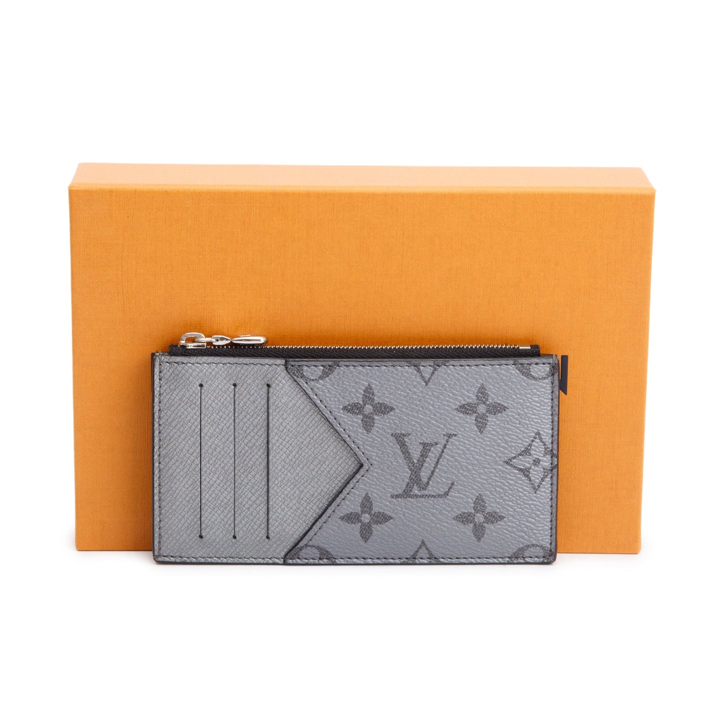 Louis Vuitton 2022 Gunmetal Silver Monogram & Taigarama Leather Coin Card Holder