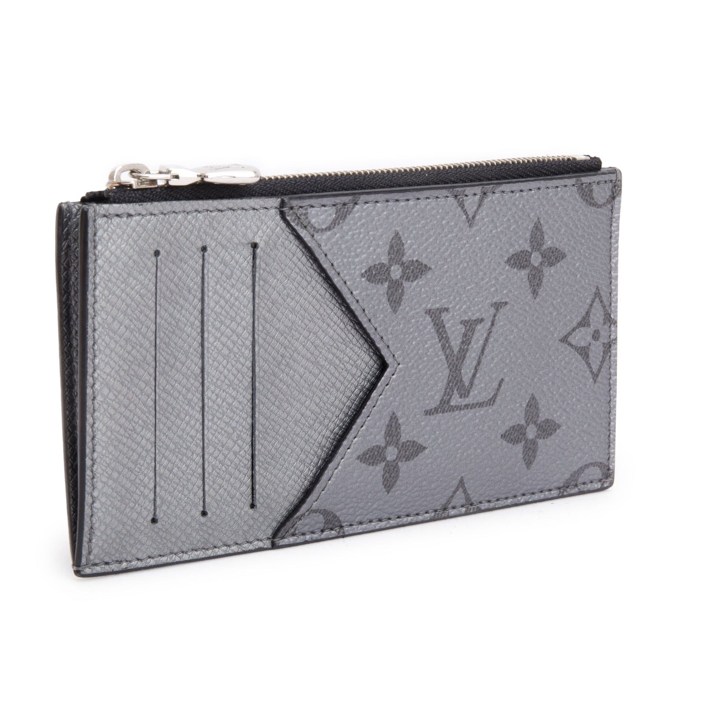 Louis Vuitton 2022 Gunmetal Silver Monogram & Taigarama Leather Coin Card Holder