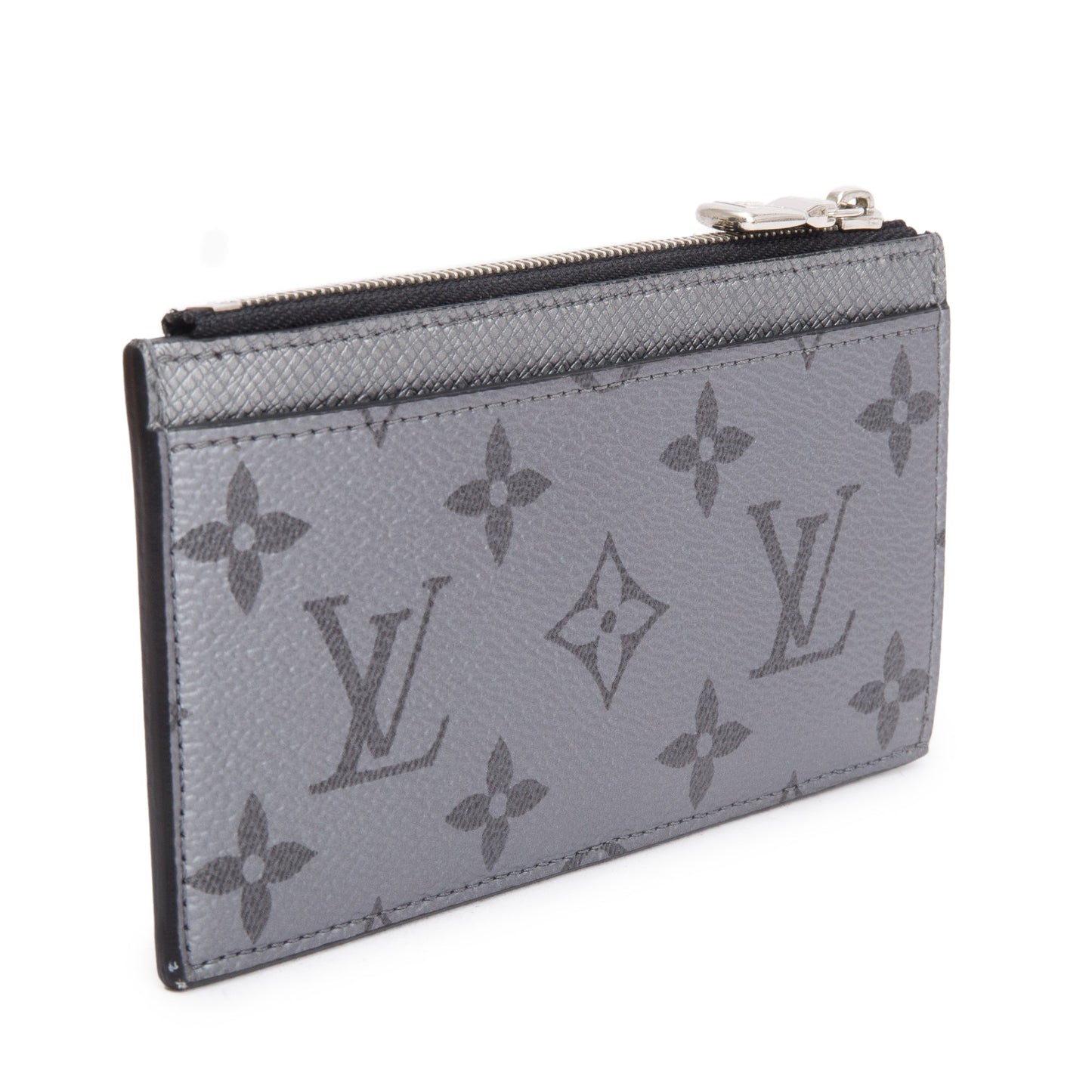 Louis Vuitton 2022 Gunmetal Silver Monogram & Taigarama Leather Coin Card Holder