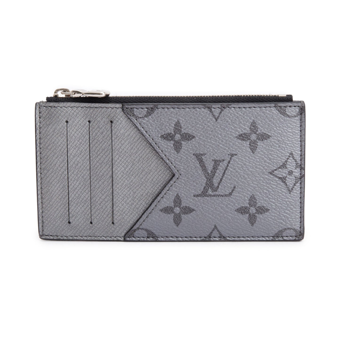 Louis Vuitton 2022 Gunmetal Silver Monogram & Taigarama Leather Coin Card Holder