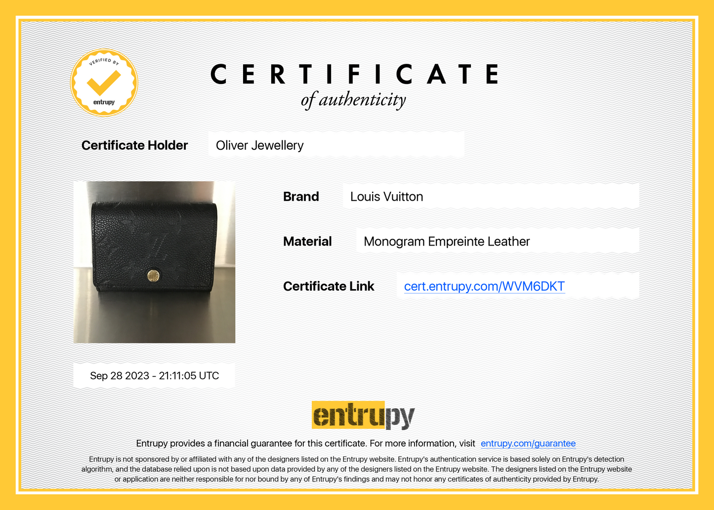 Louis Vuitton 2022 Monogram Empreinte Business Card Holder