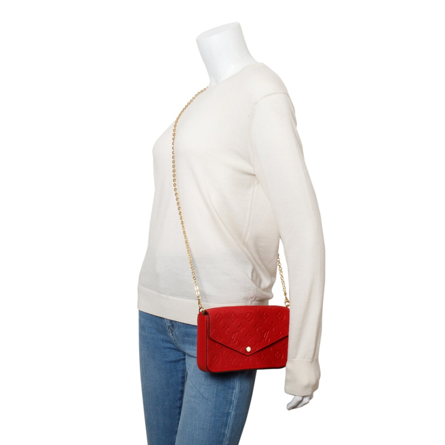 Louis Vuitton 2022 Red Monogram Empreinte Leather Felicie Pochette