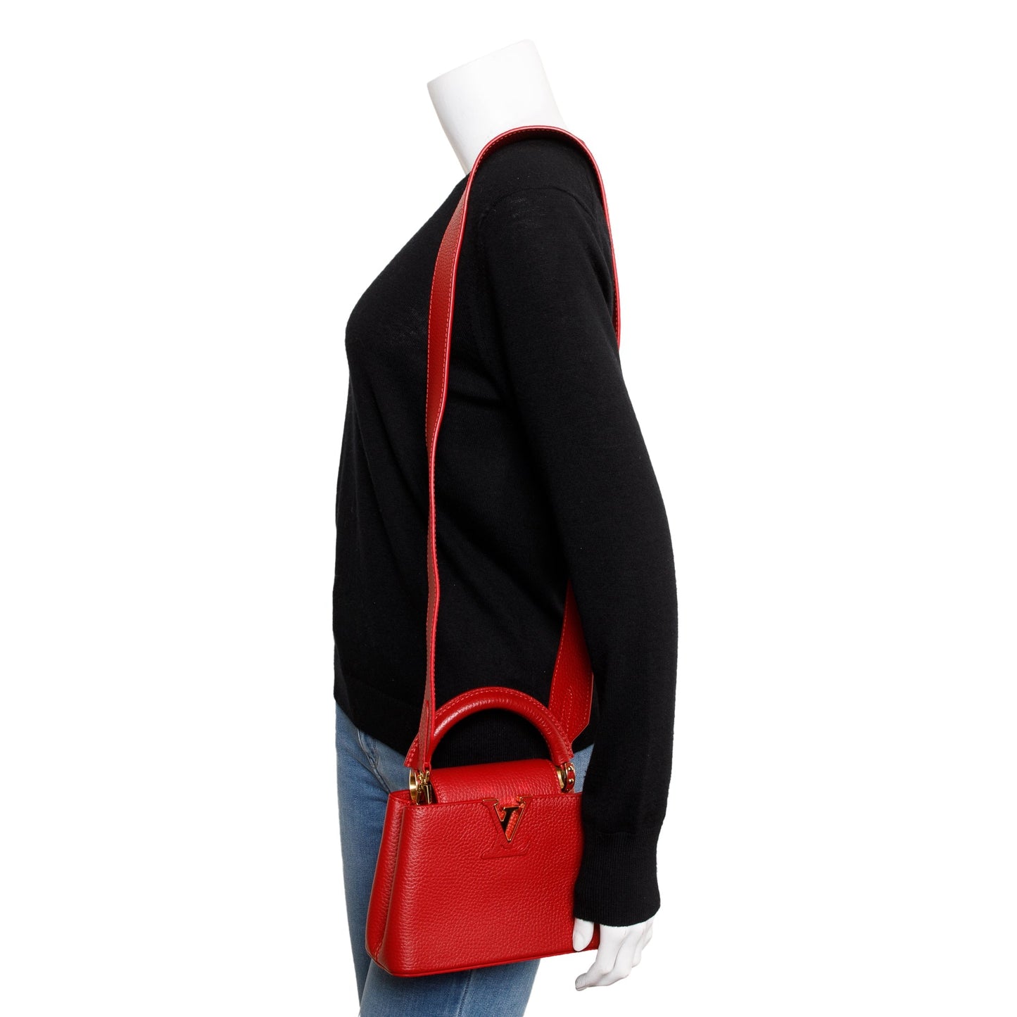Louis Vuitton 2022 Red Taurillon Leather Capucines Mini