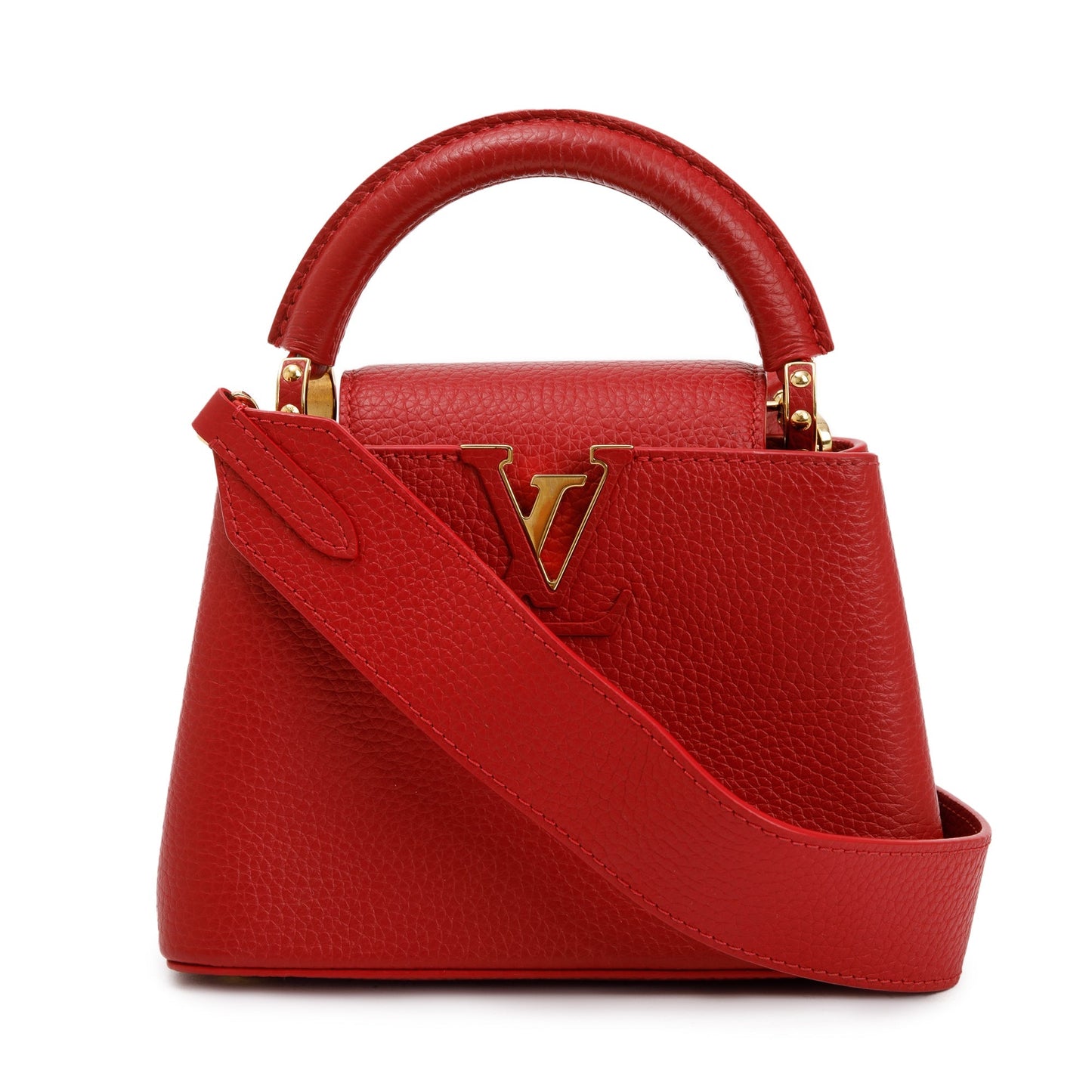 Louis Vuitton 2022 Red Taurillon Leather Capucines Mini