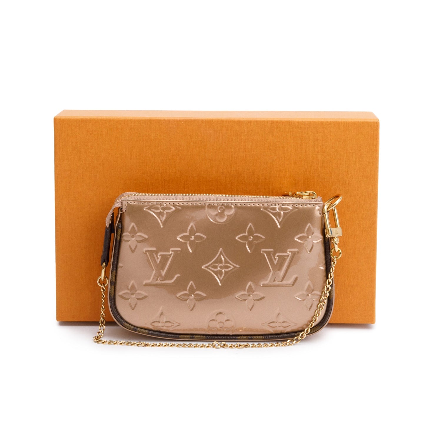 Louis Vuitton 2022 Rose Gold Monogram Vernis Leather Mini Pochette Accessoires