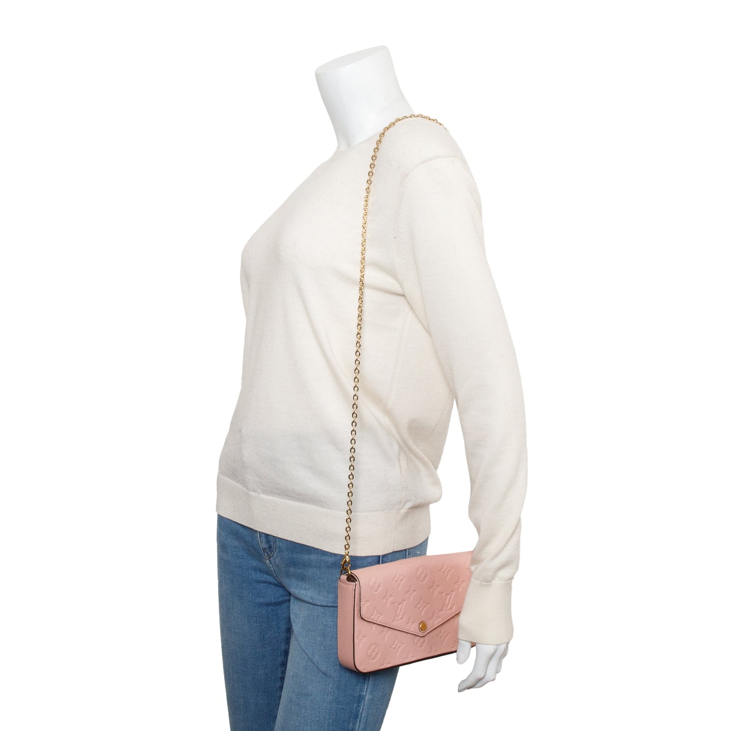 Louis Vuitton 2022 Rose Poudre Monogram Empreinte Leather Felicie Pochette