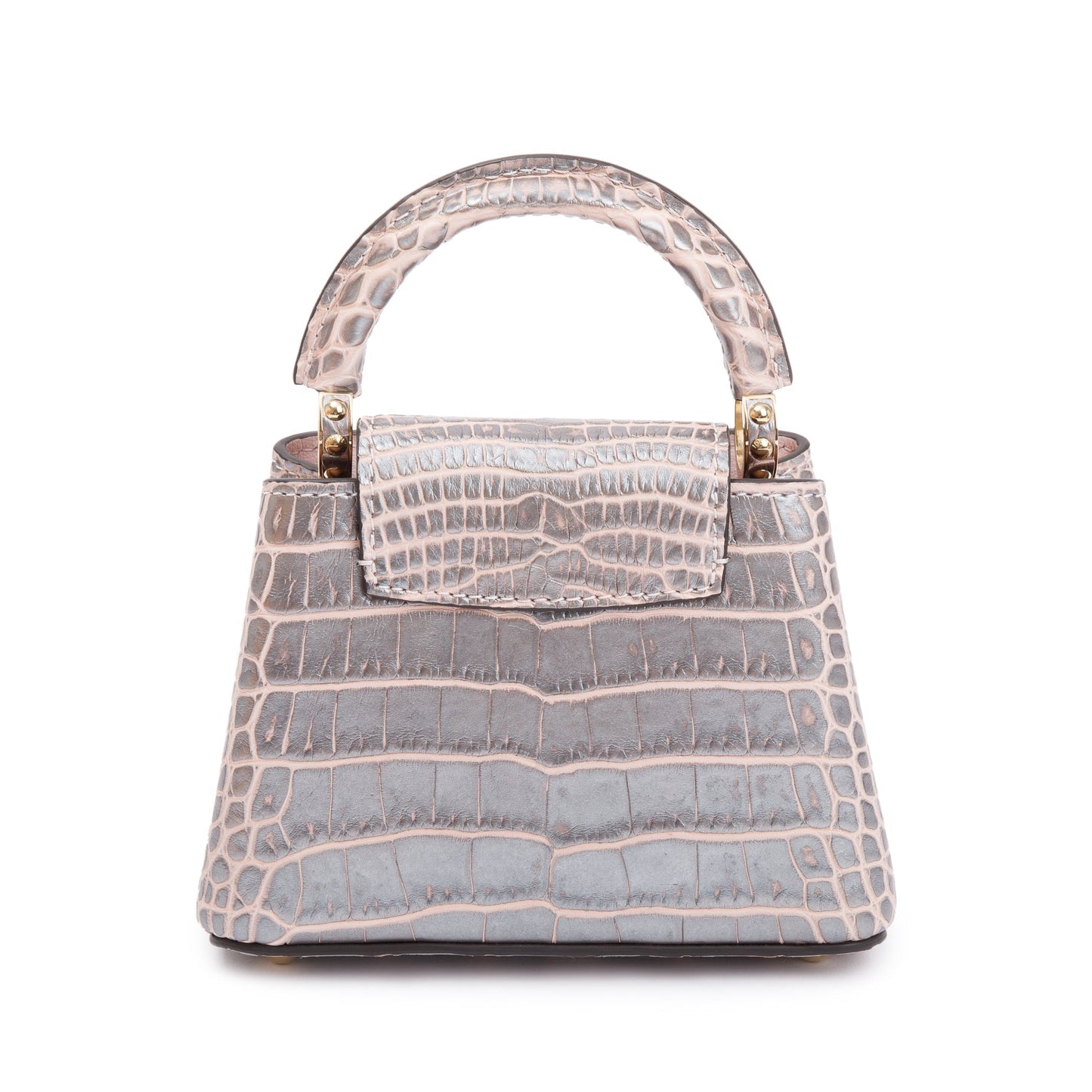 Louis Vuitton 2022 Silver/Pink Crocodilien Brillant Capucines Nano