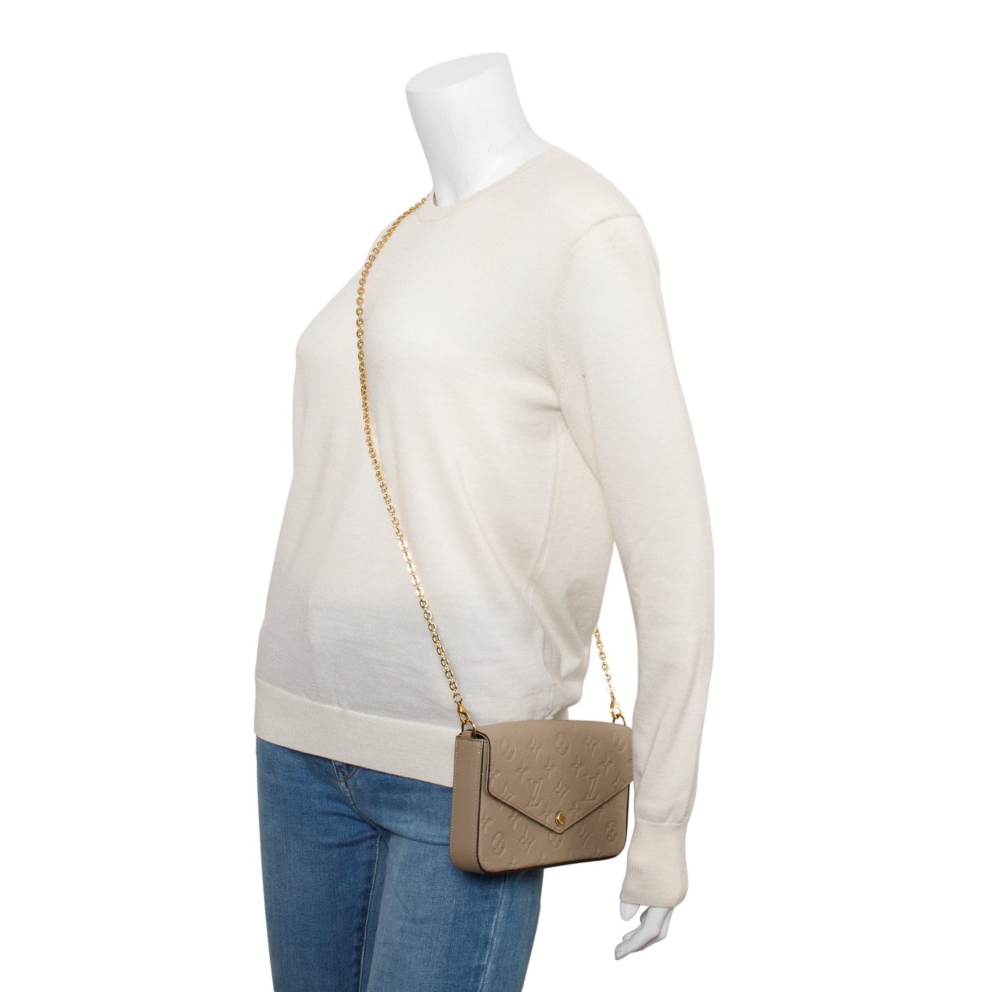 Louis Vuitton 2022 Turtledove Monogram Empreinte Leather Felicie Pochette